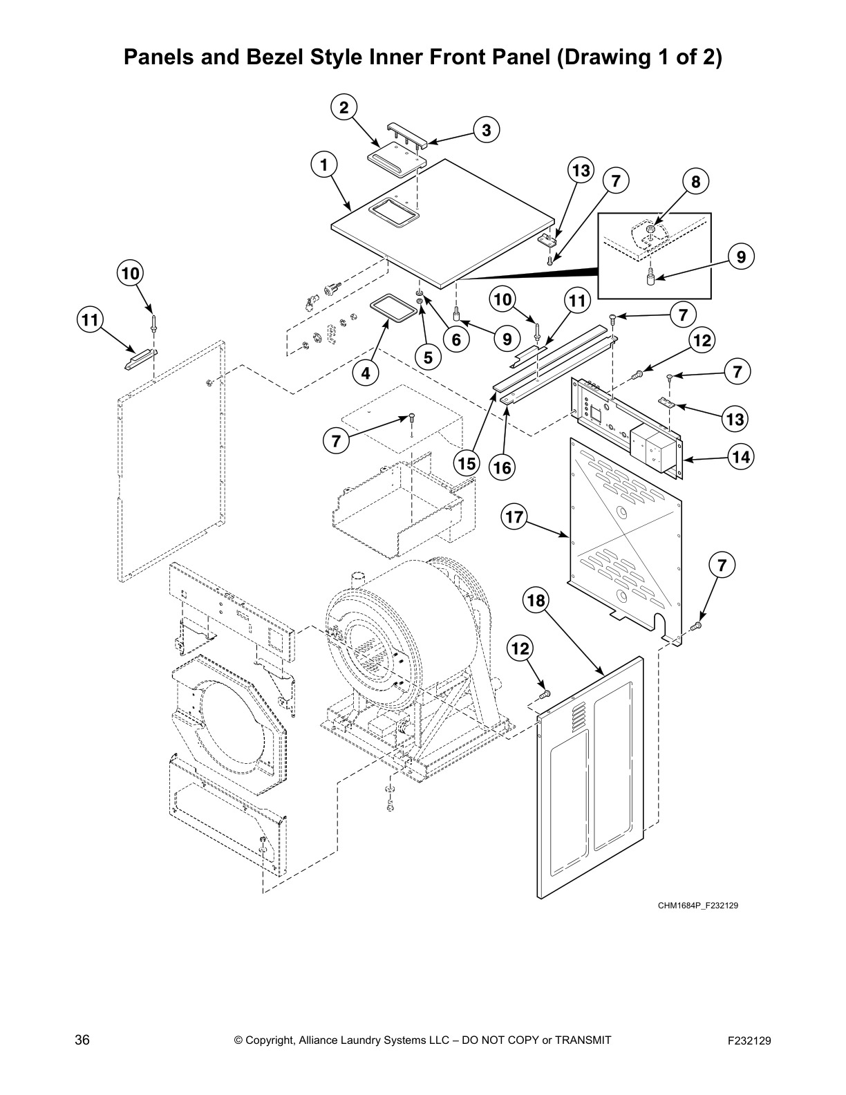 Panels and Bezel Style Inner Front Panel (Drawing 1 of 2)
