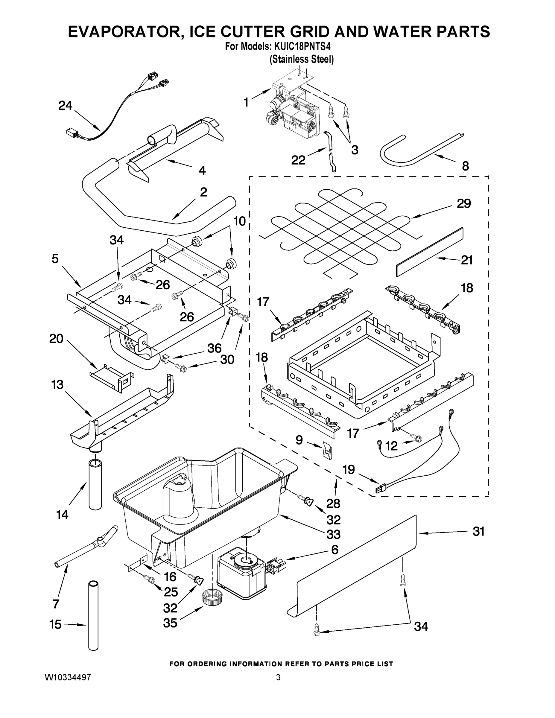 02 - EVAPORATOR, ICE CUTTER GRID AND WATER PARTS