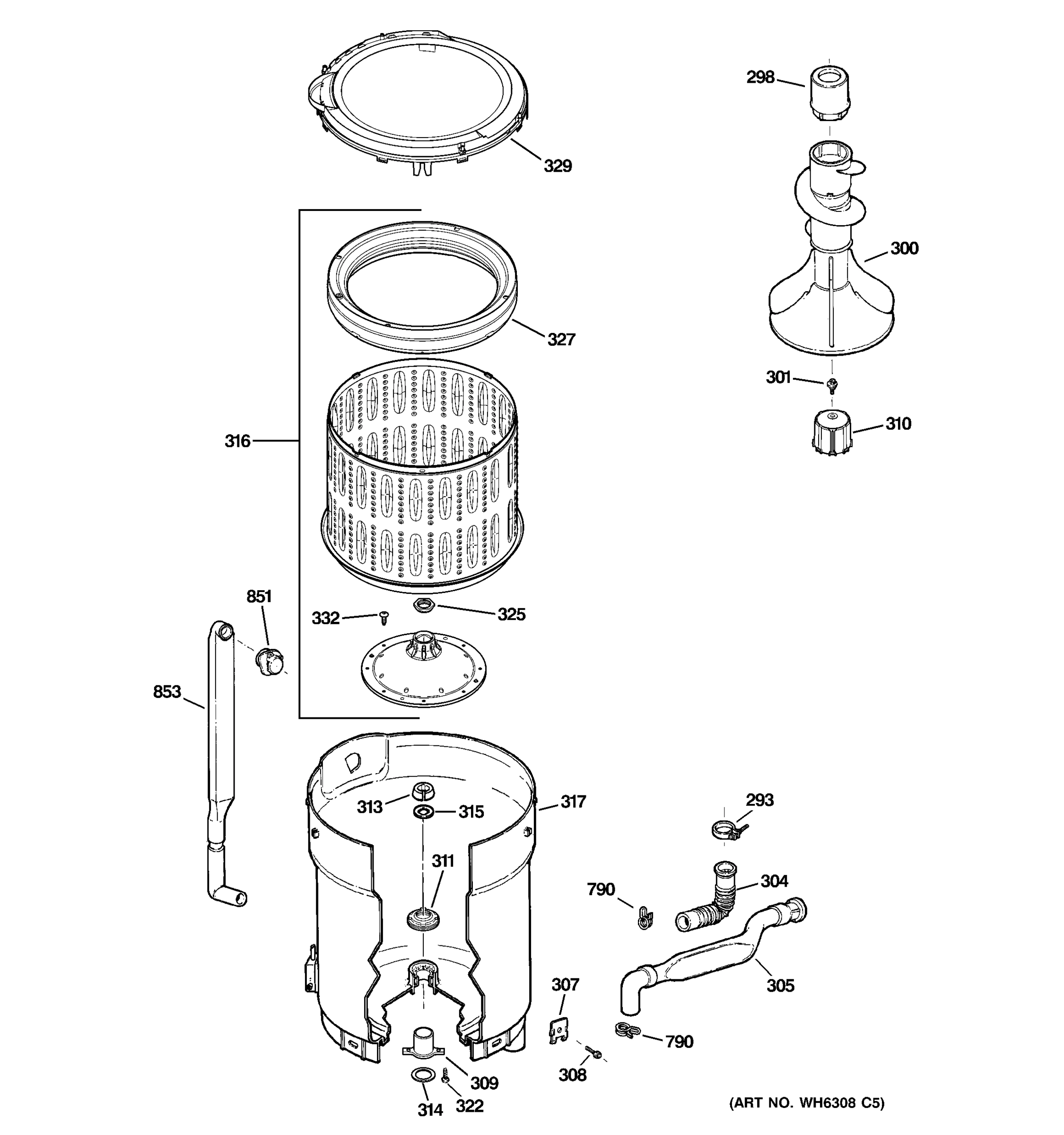 TUB, BASKET & AGITATOR