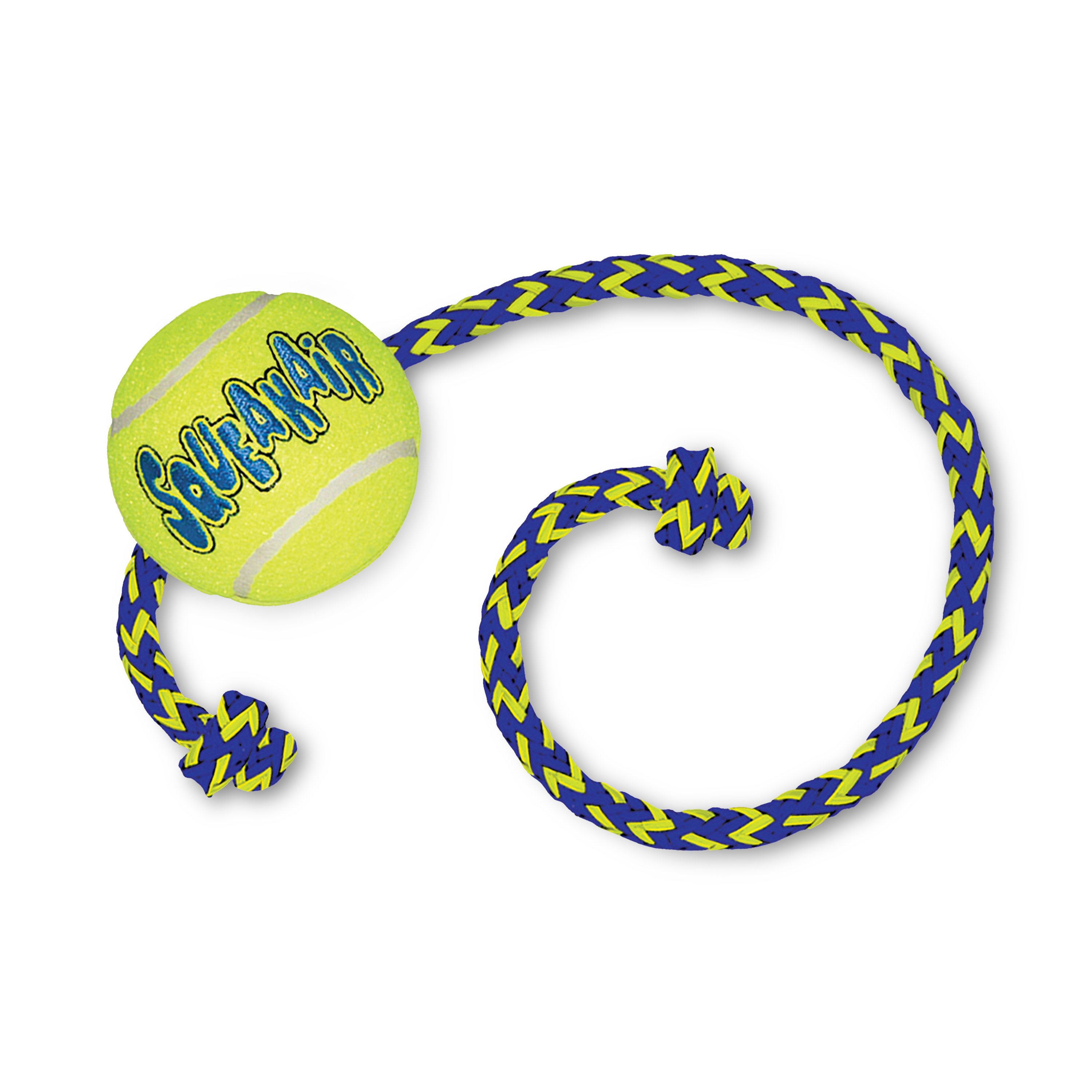 SqueakAir Ball mit Seil aus der Verpackung Produktbild