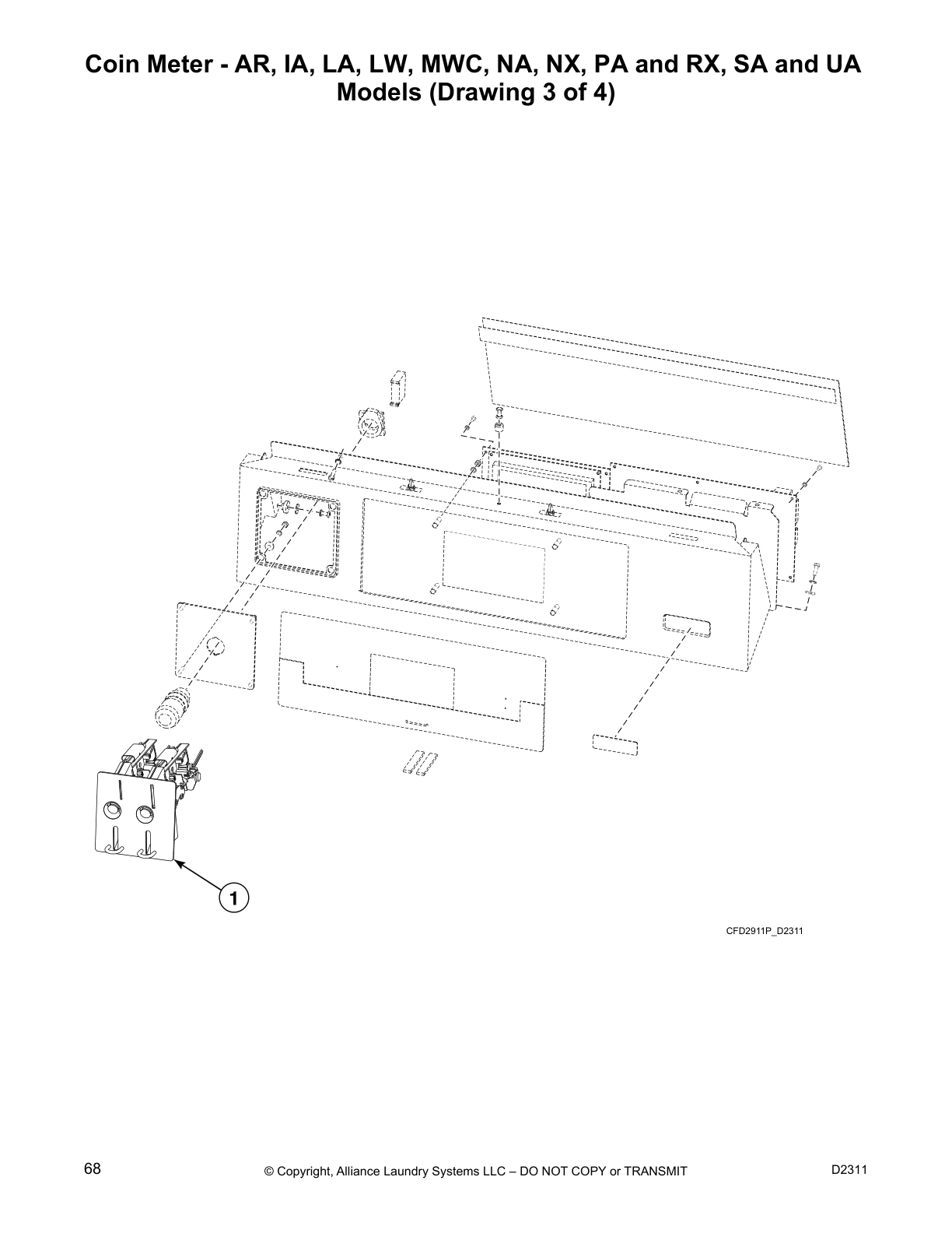 Coin Meter - AR, IA, LA, LW, MWC, NA, NX, PA and RX, SA and UA
Models (Drawing 3 of 4)