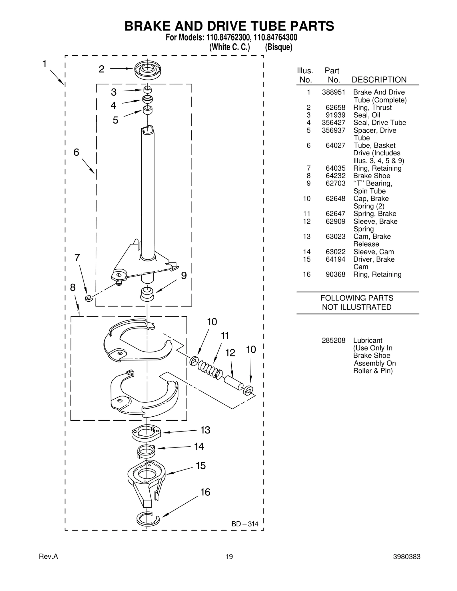BRAKE AND DRIVE TUBE PARTS