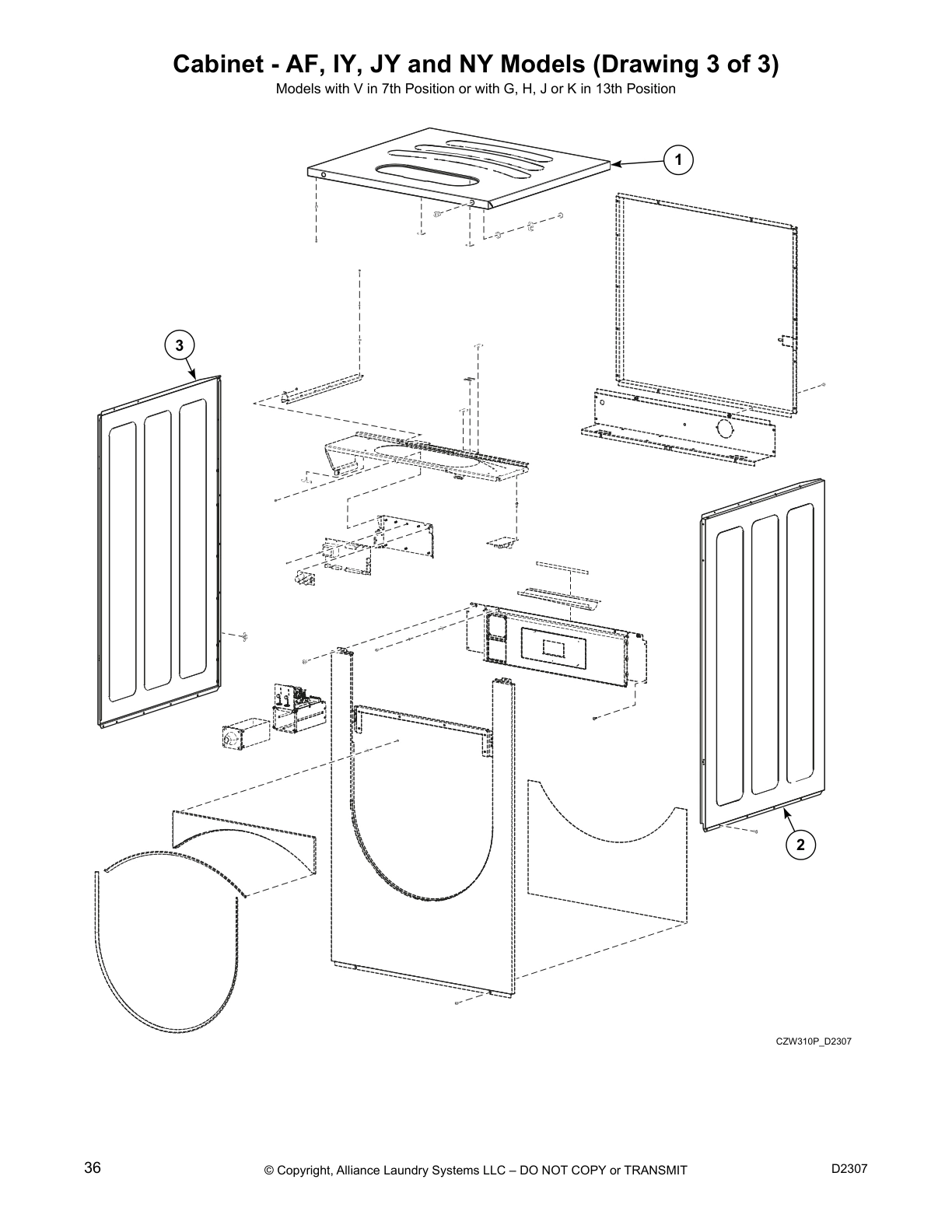 Cabinet - AF, IY, JY and NY Models (Drawing 3 of 3)