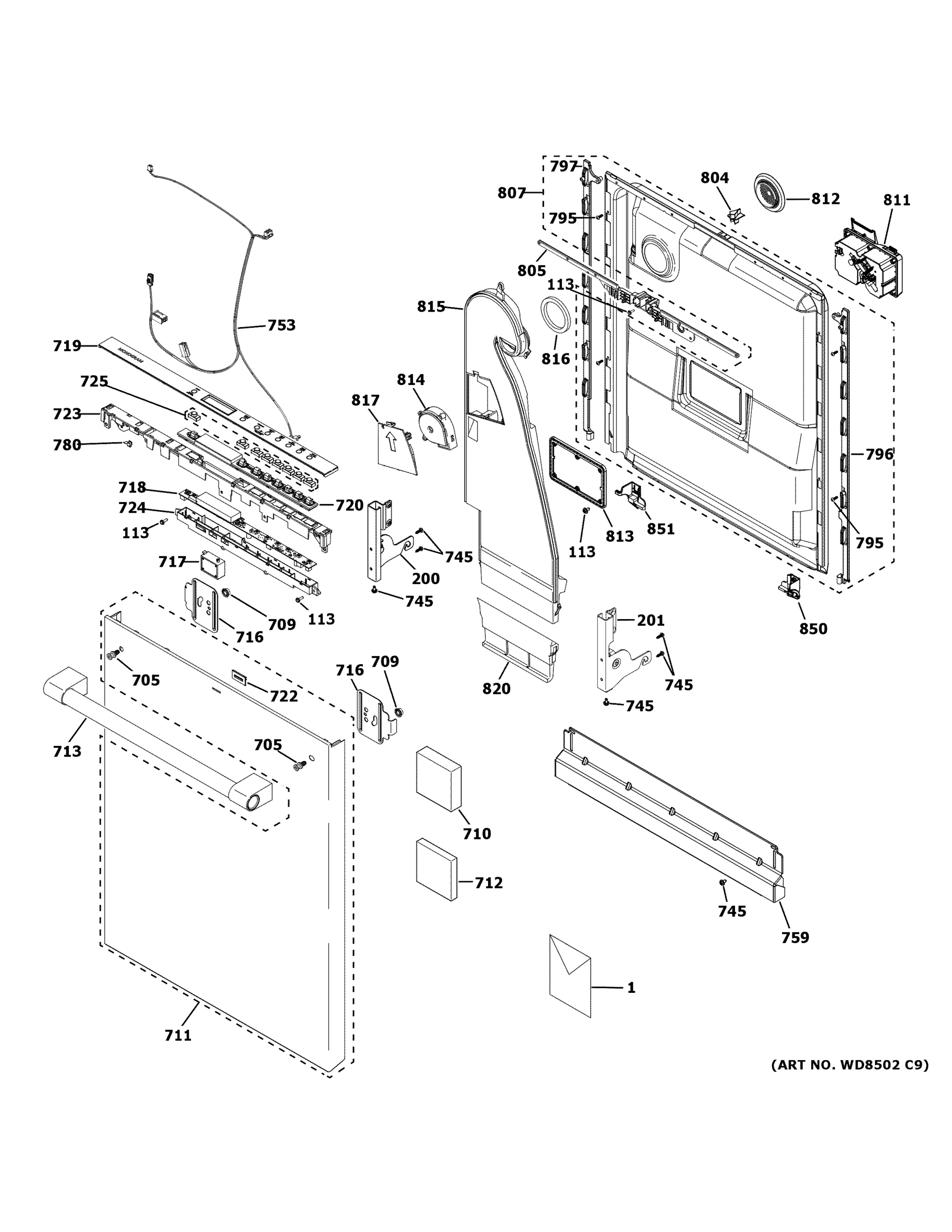 ESCUTCHEON & DOOR ASSEMBLY
