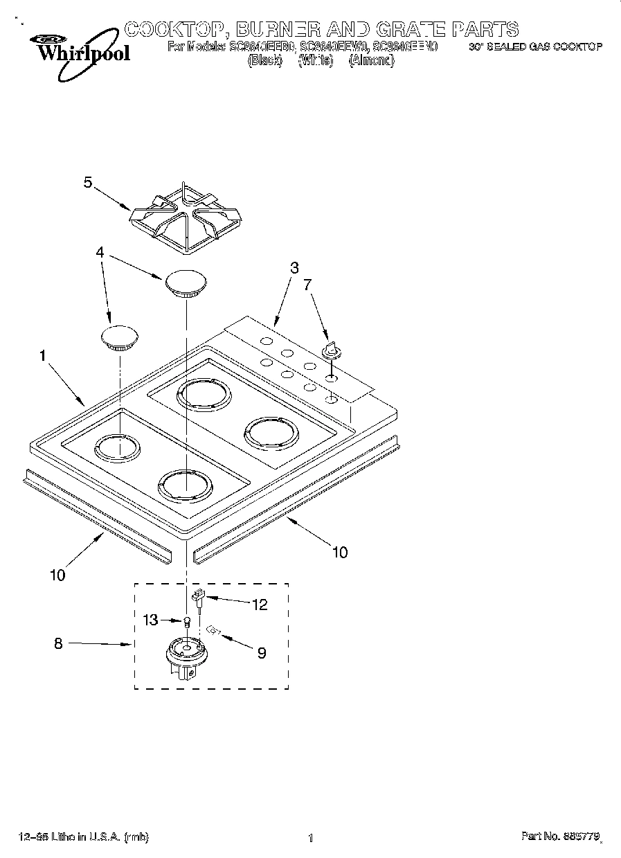 01 - COOKTOP, BURNER AND GRATE