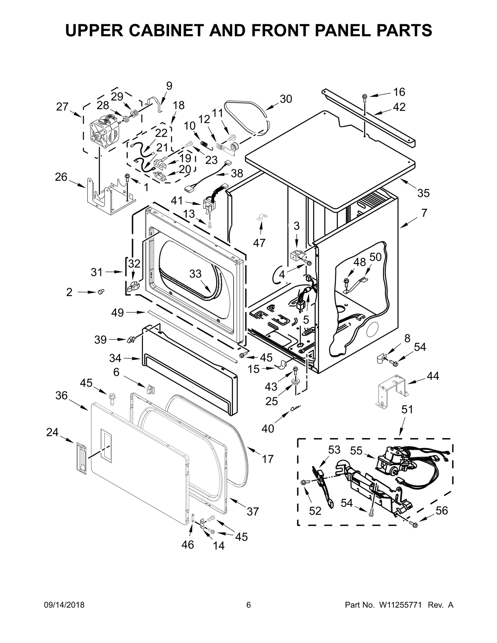 UPPER CABINET AND FRONT PANEL PARTS