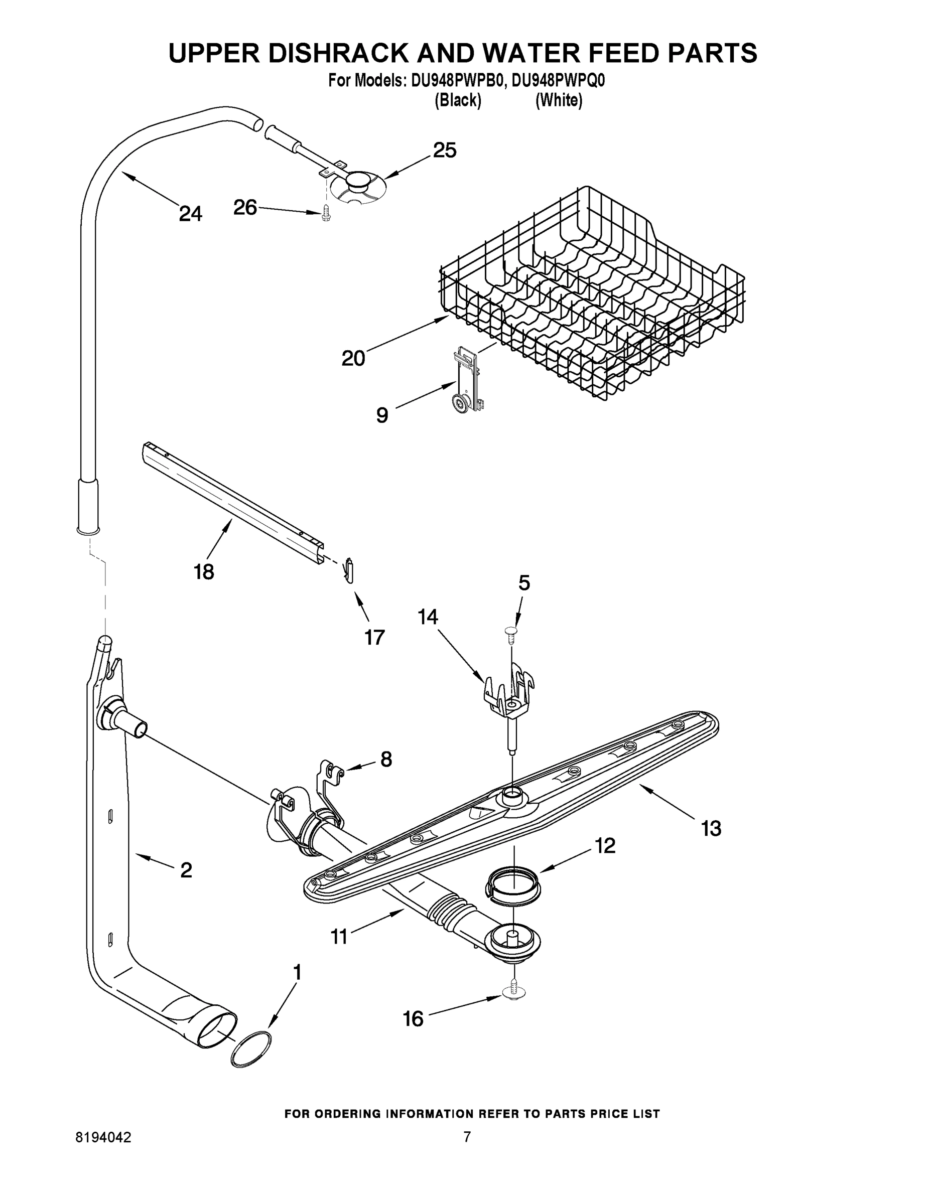 05 - UPPER DISHRACK AND WATER FEED PARTS