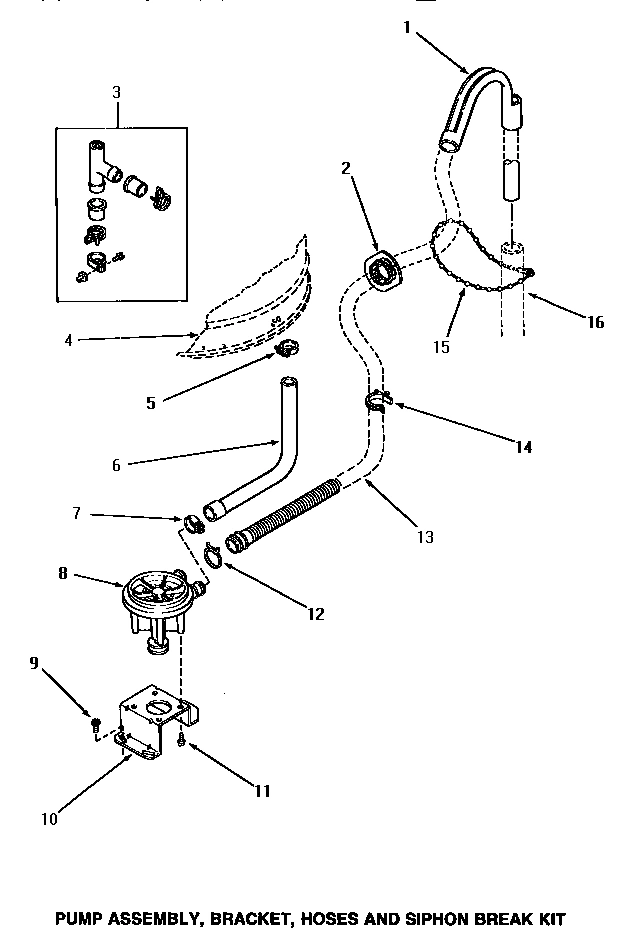 16 - PUMP ASSY/BRKT/HOSES & SIPHON BREAK KIT