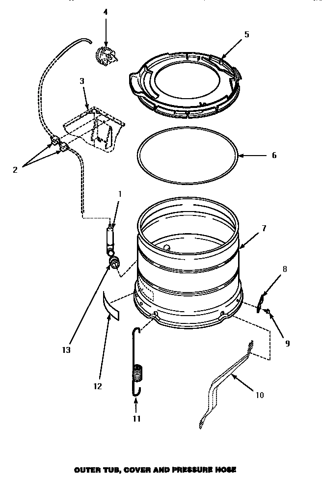 13 - OUTER TUB, COVER & PRESSURE HOSE