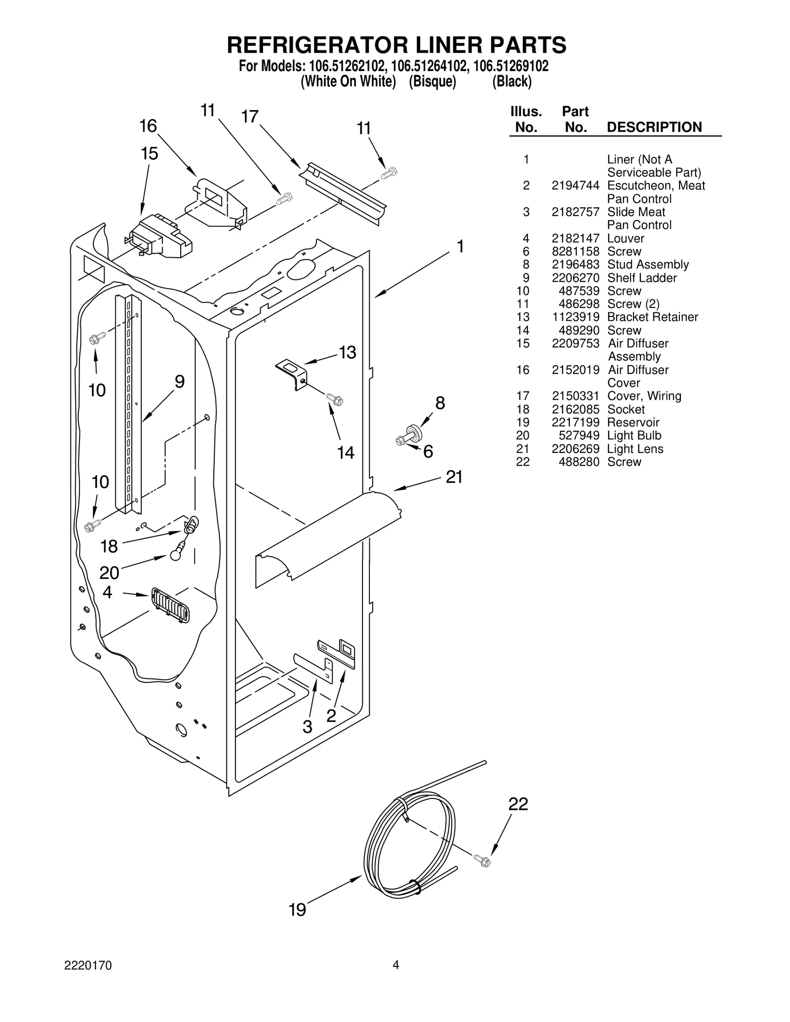 REFRIGERATOR LINER PARTS