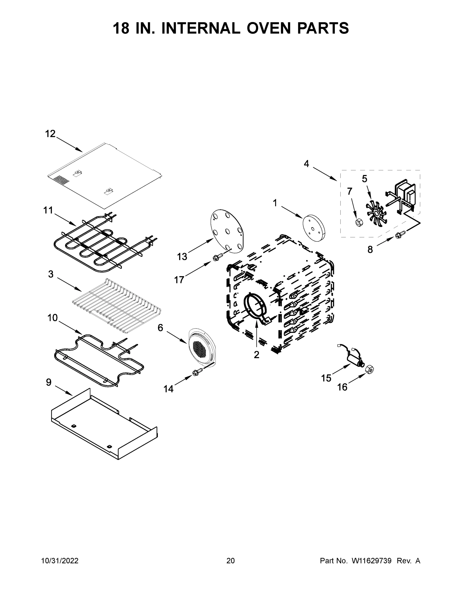 11 - 18 IN. INTERNAL OVEN PARTS