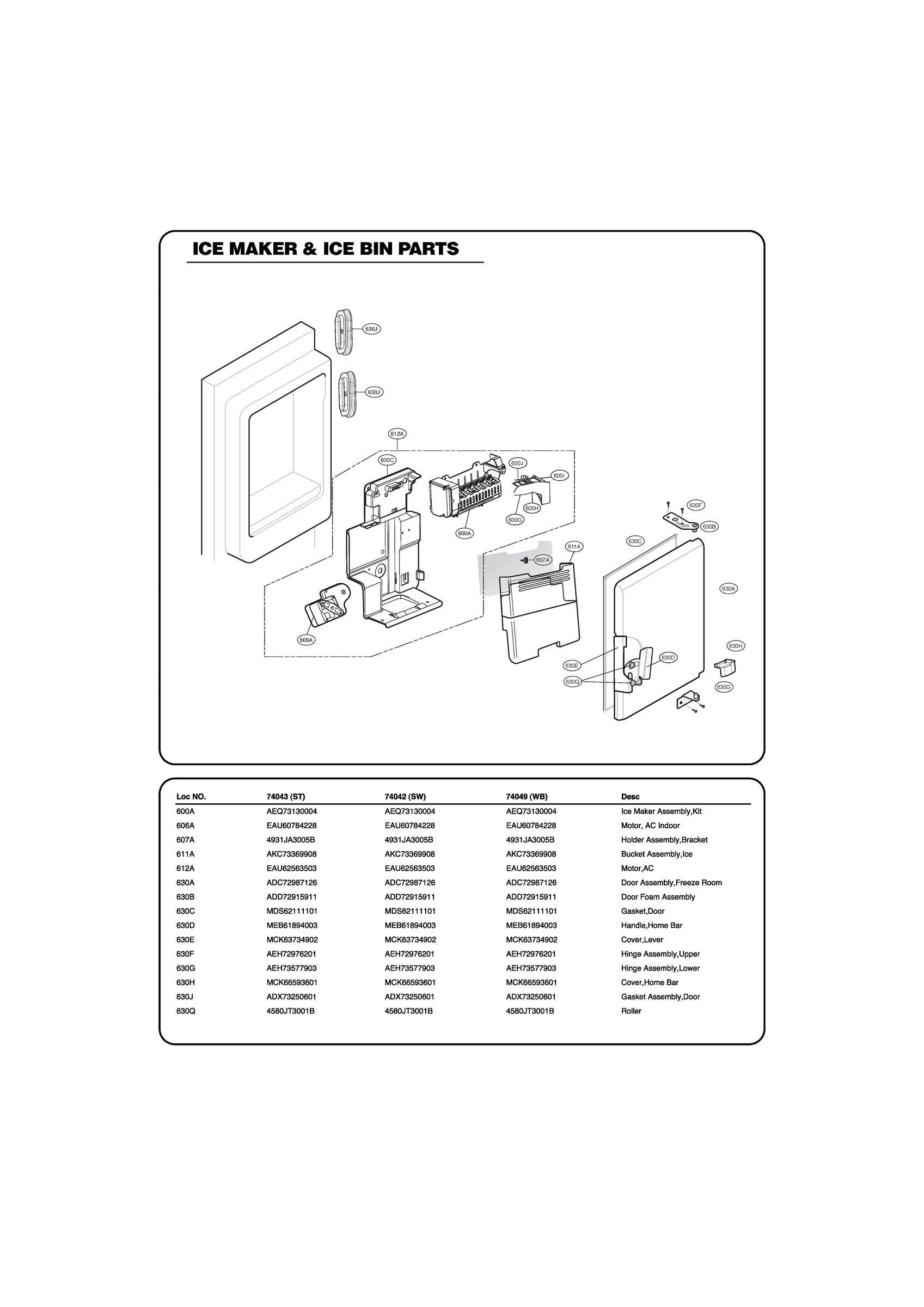 ICE MAKER & ICE BIN PARTS