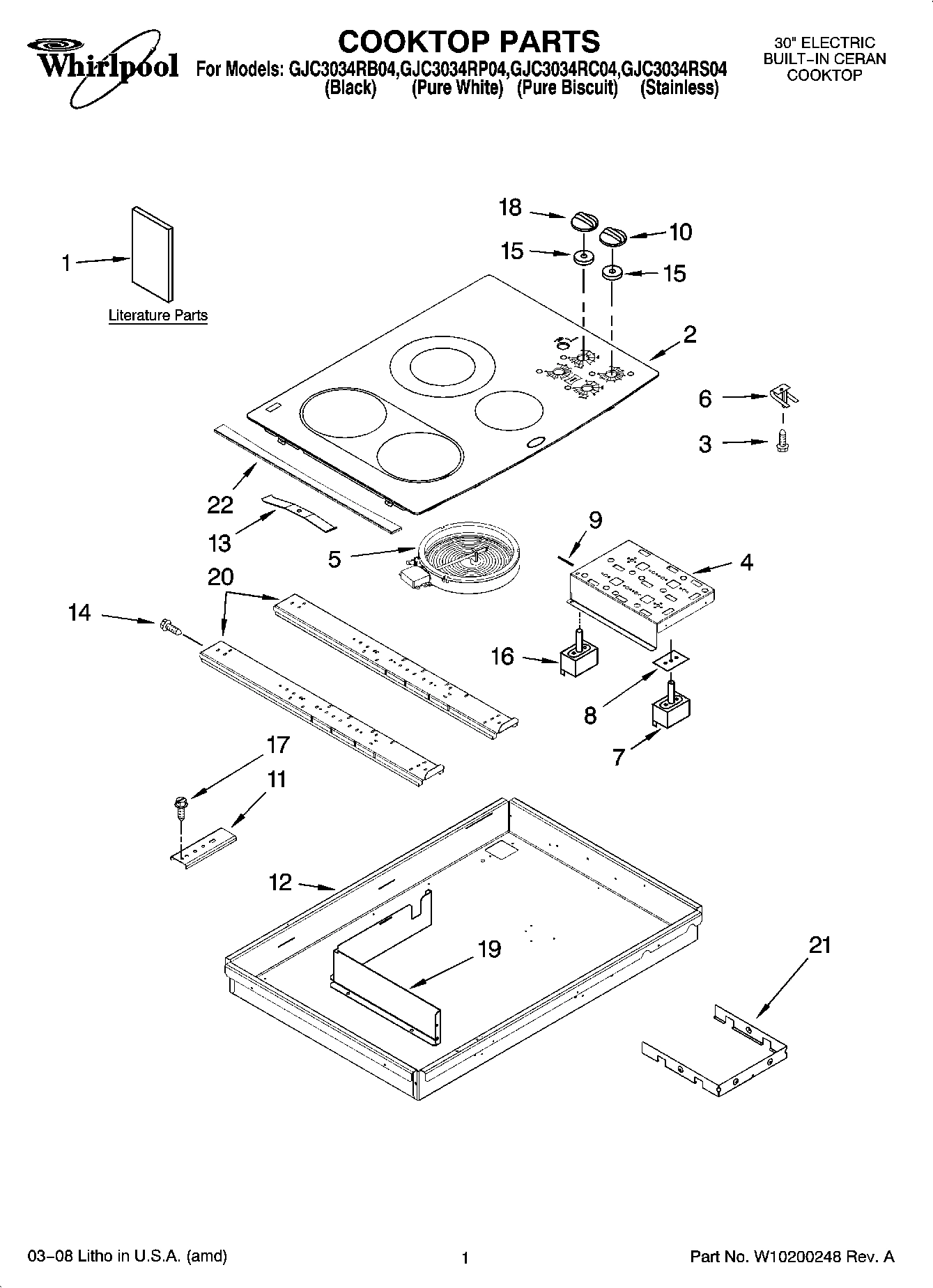 01 - COOKTOP PARTS, OPTIONAL PARTS