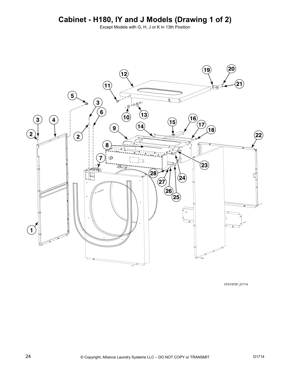 Cabinet - H180, IY and J Models (Drawing 1 of 2)
