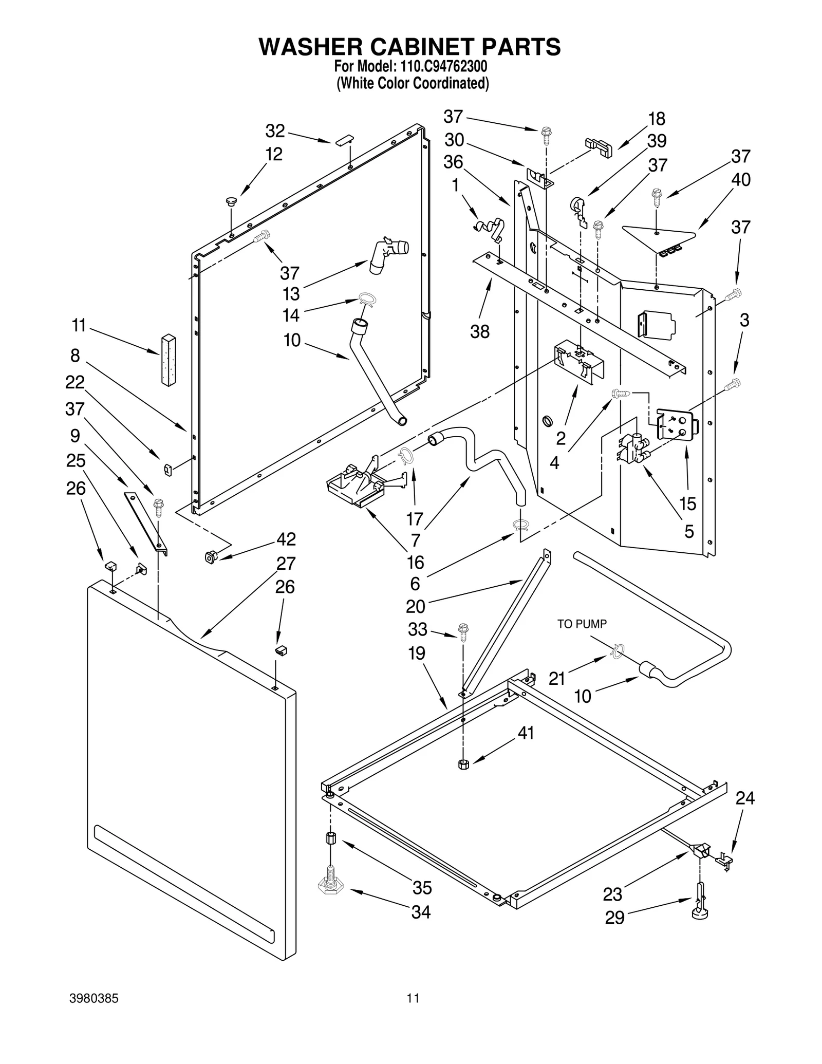 WASHER CABINET PARTS