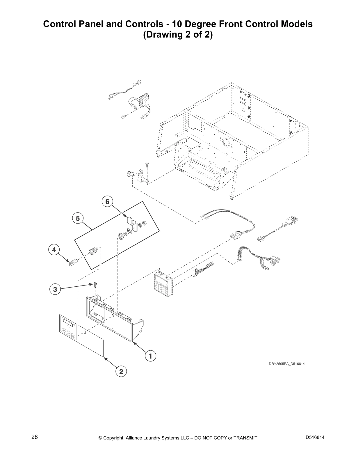 Control Panel and Controls - 10 Degree Front Control Models
(Drawing 2 of 2)