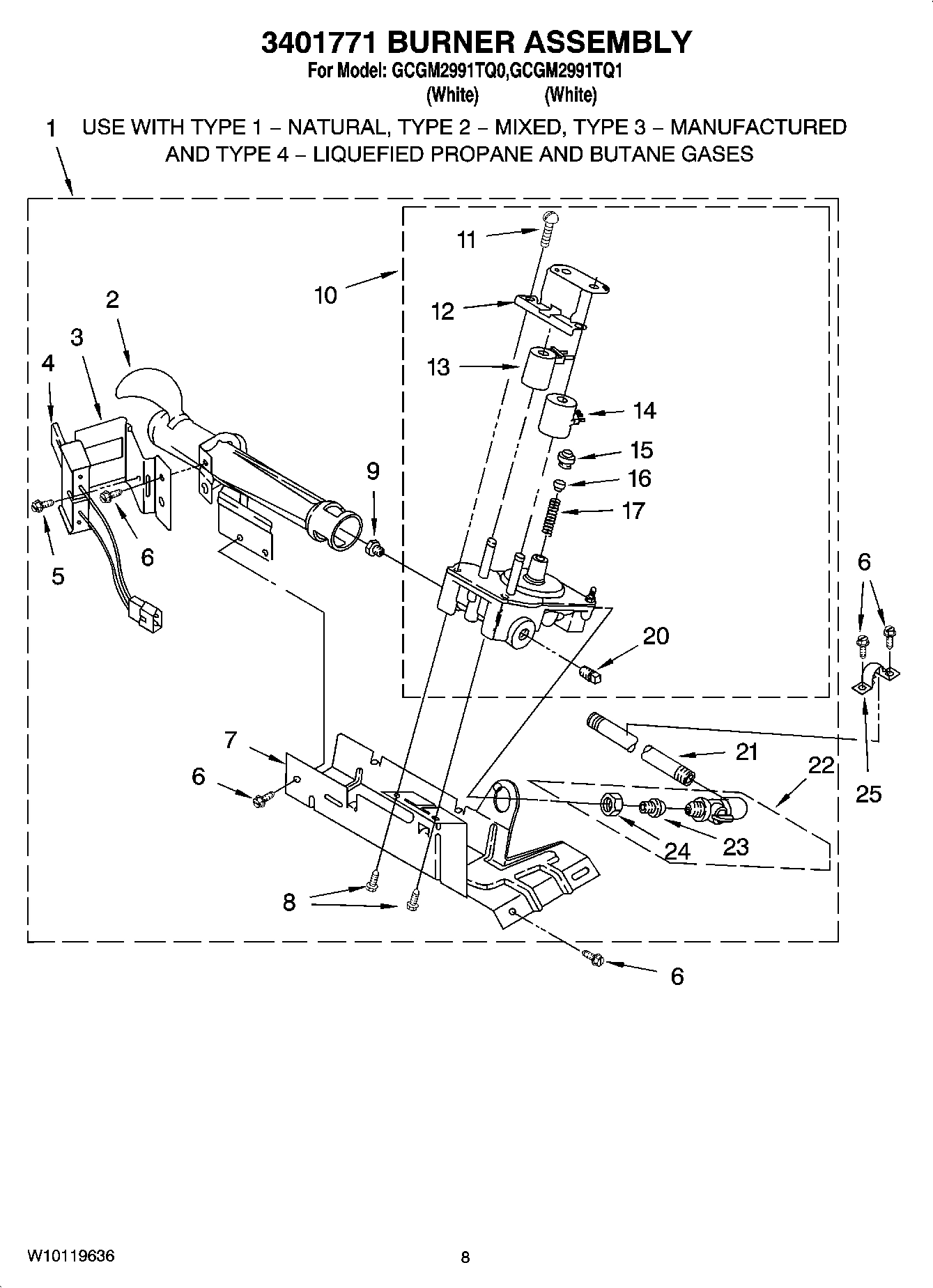 04 - 3401771 BURNER ASSEMBLY, OPTIONAL PARTS (NOT INCLUDED)