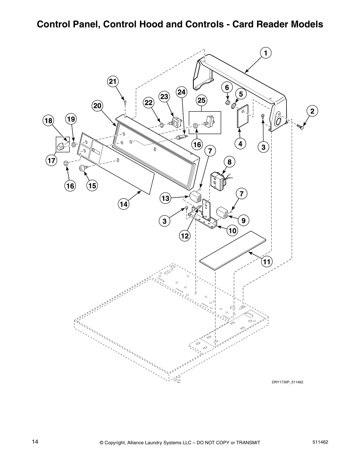 Control Panel, Control Hood and Controls - Card Reader Models