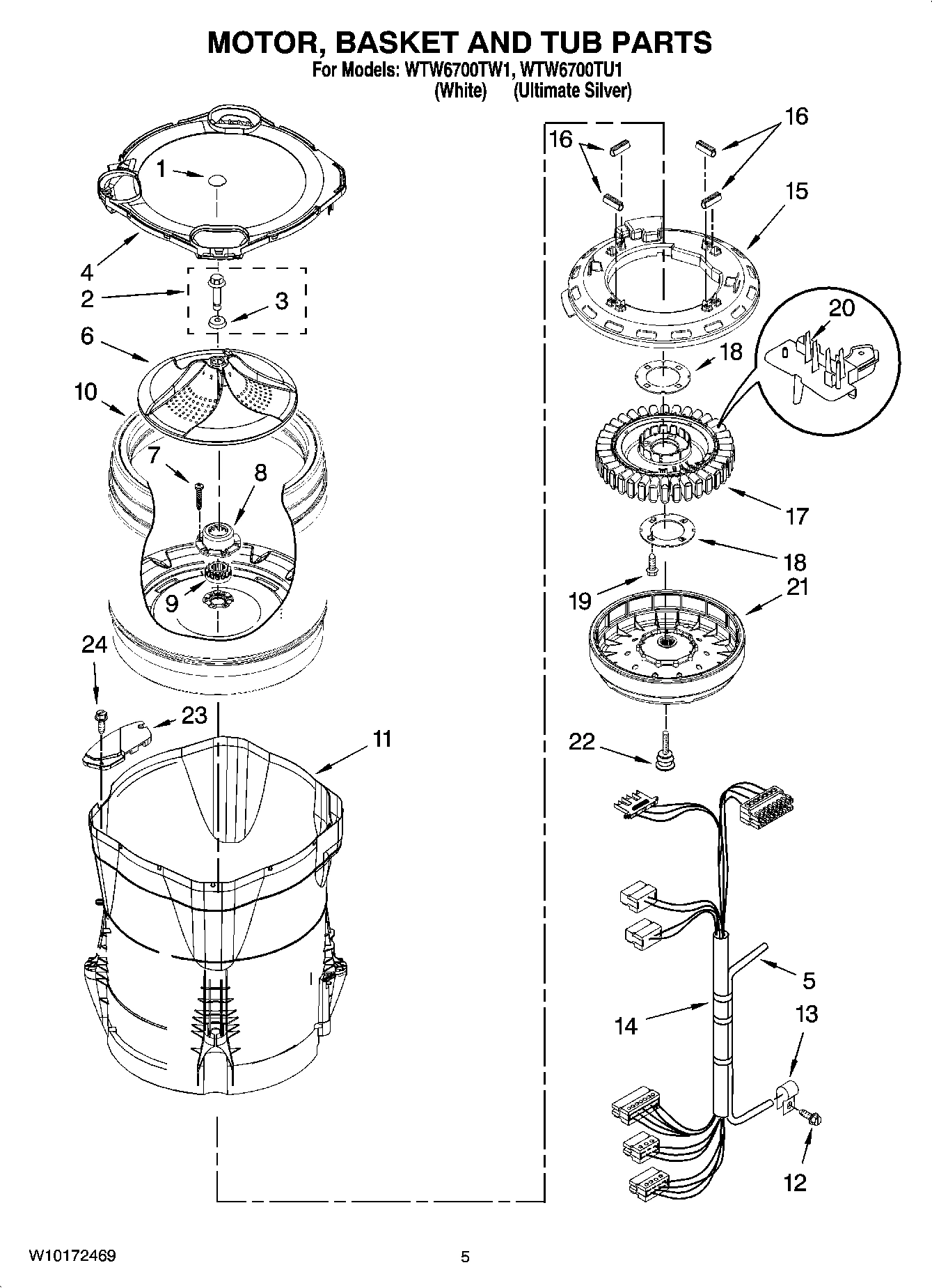 03 - MOTOR, BASKET AND TUB PARTS