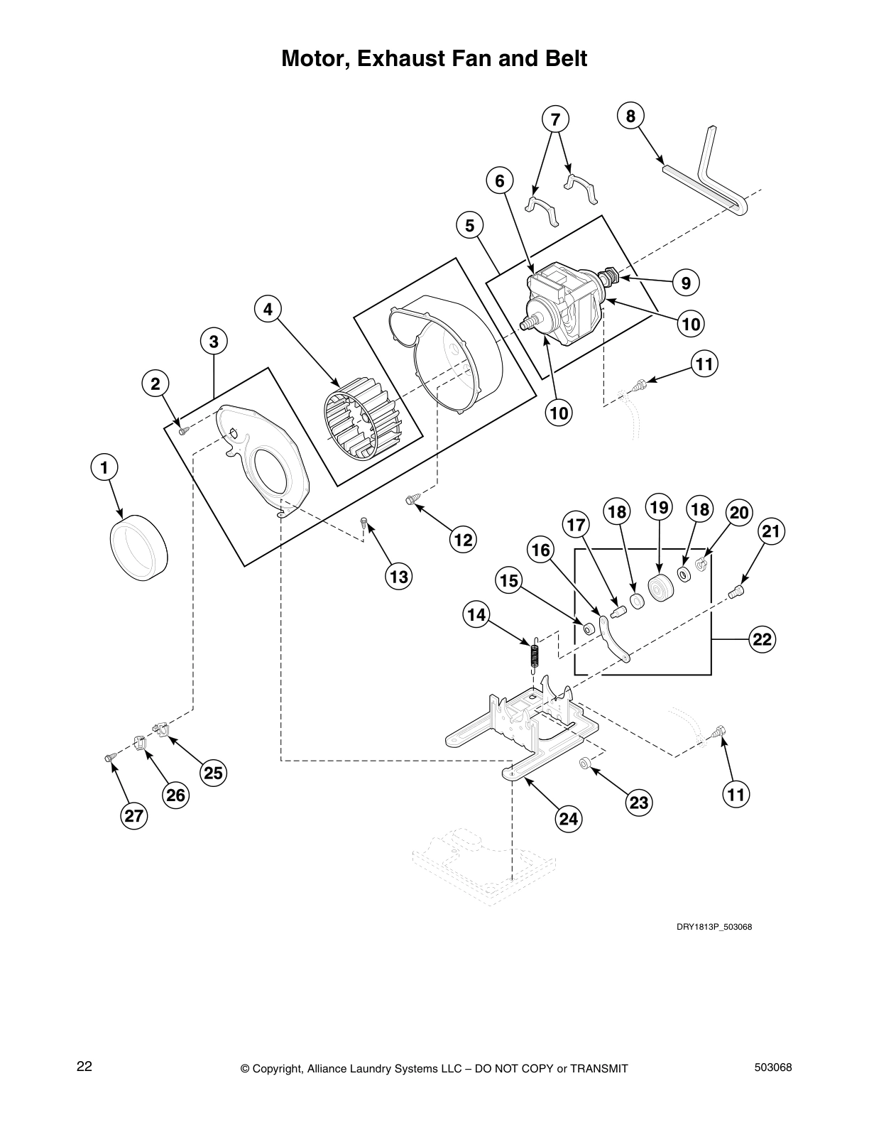 Motor, Exhaust Fan and Belt