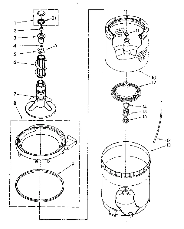 AGITATOR, BASKET AND TUB PARTS