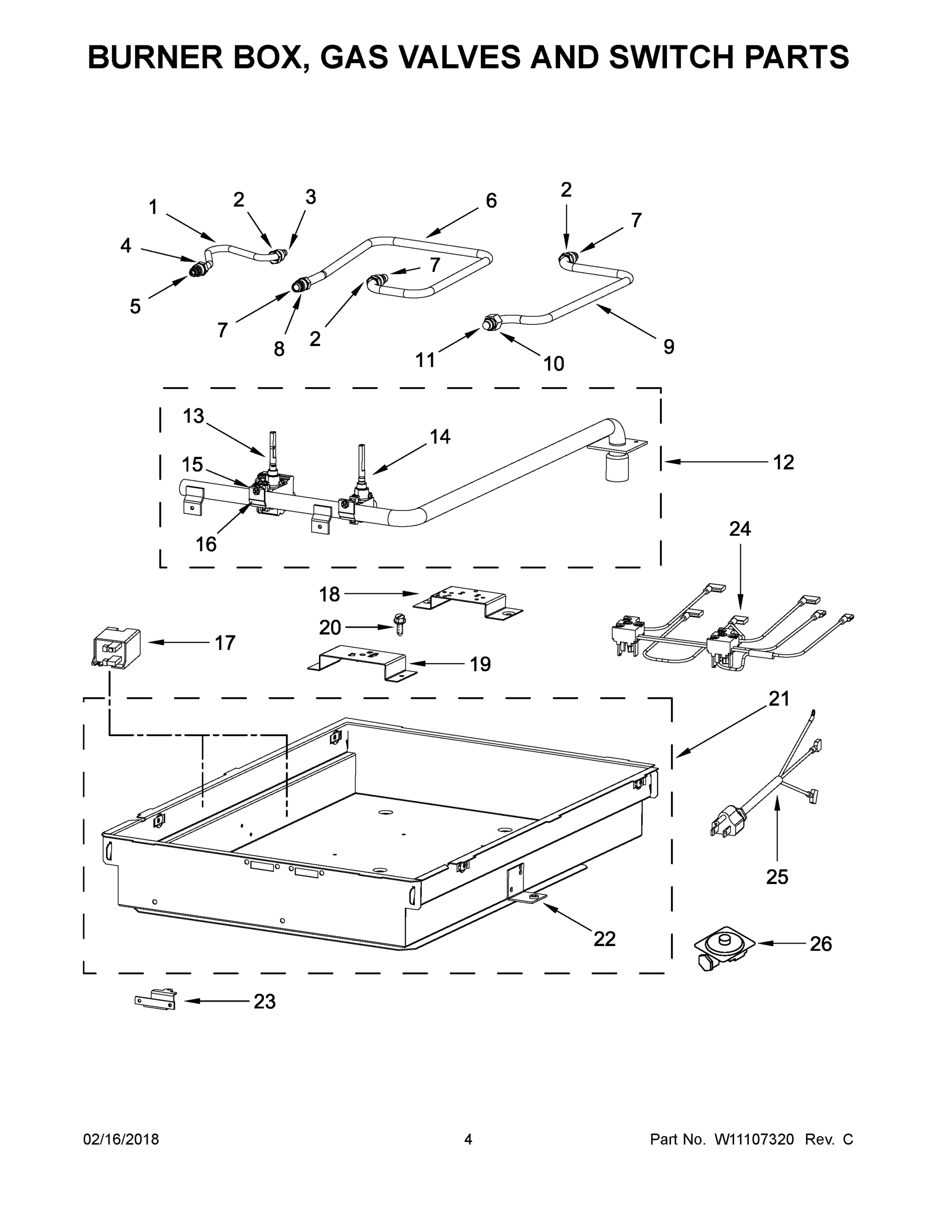 03 - BURNER BOX, GAS VALVES AND SWITCH PARTS