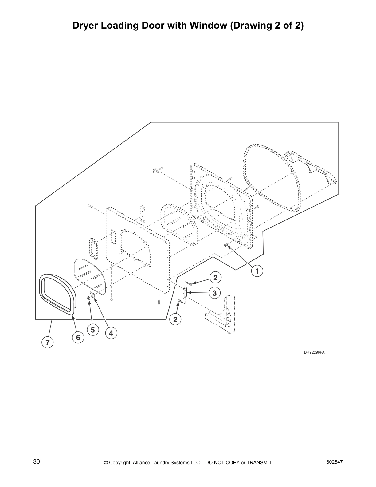 Dryer Loading Door with Window (Drawing 2 of 2)