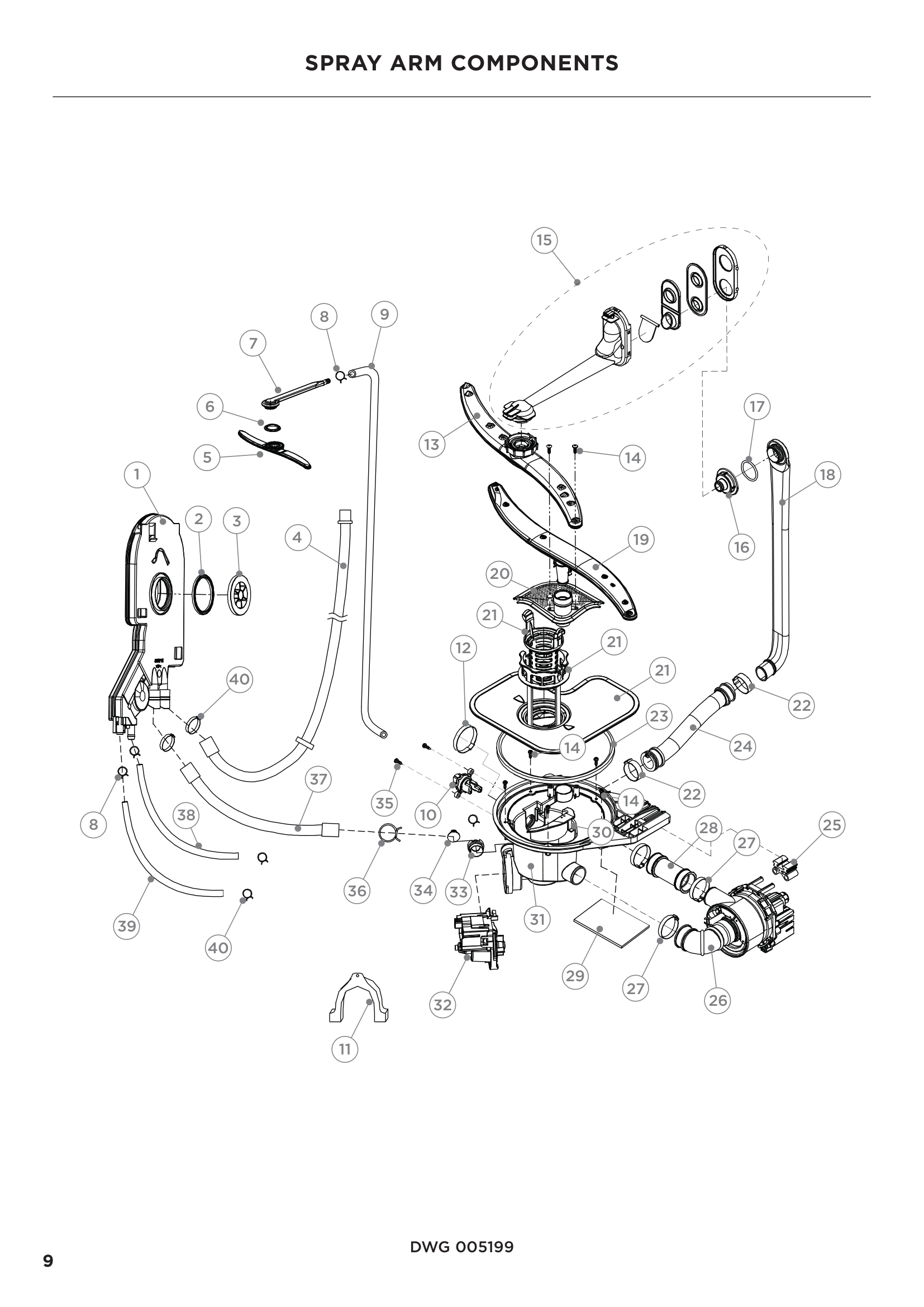 SPRAY ARM COMPONENTS