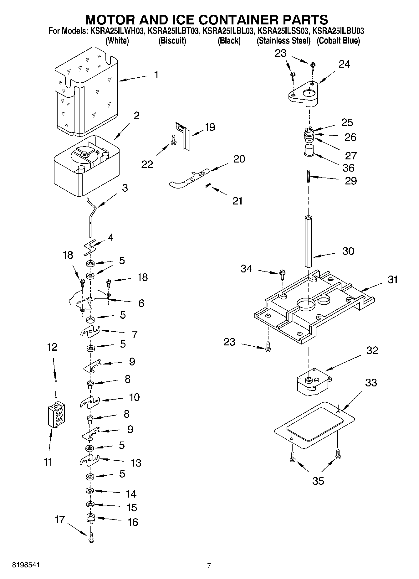 05 - MOTOR AND ICE CONTAINER PARTS