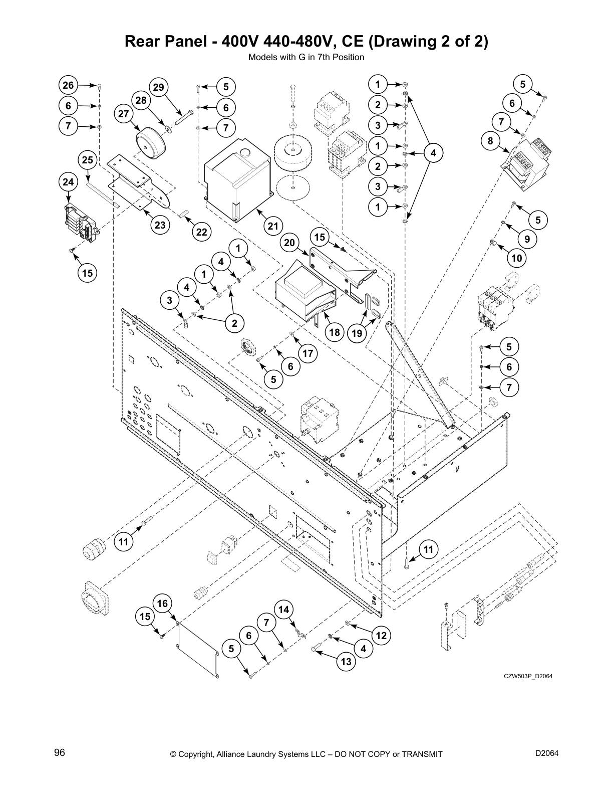 Rear Panel - 400V 440-480V, CE (Drawing 2 of 2)