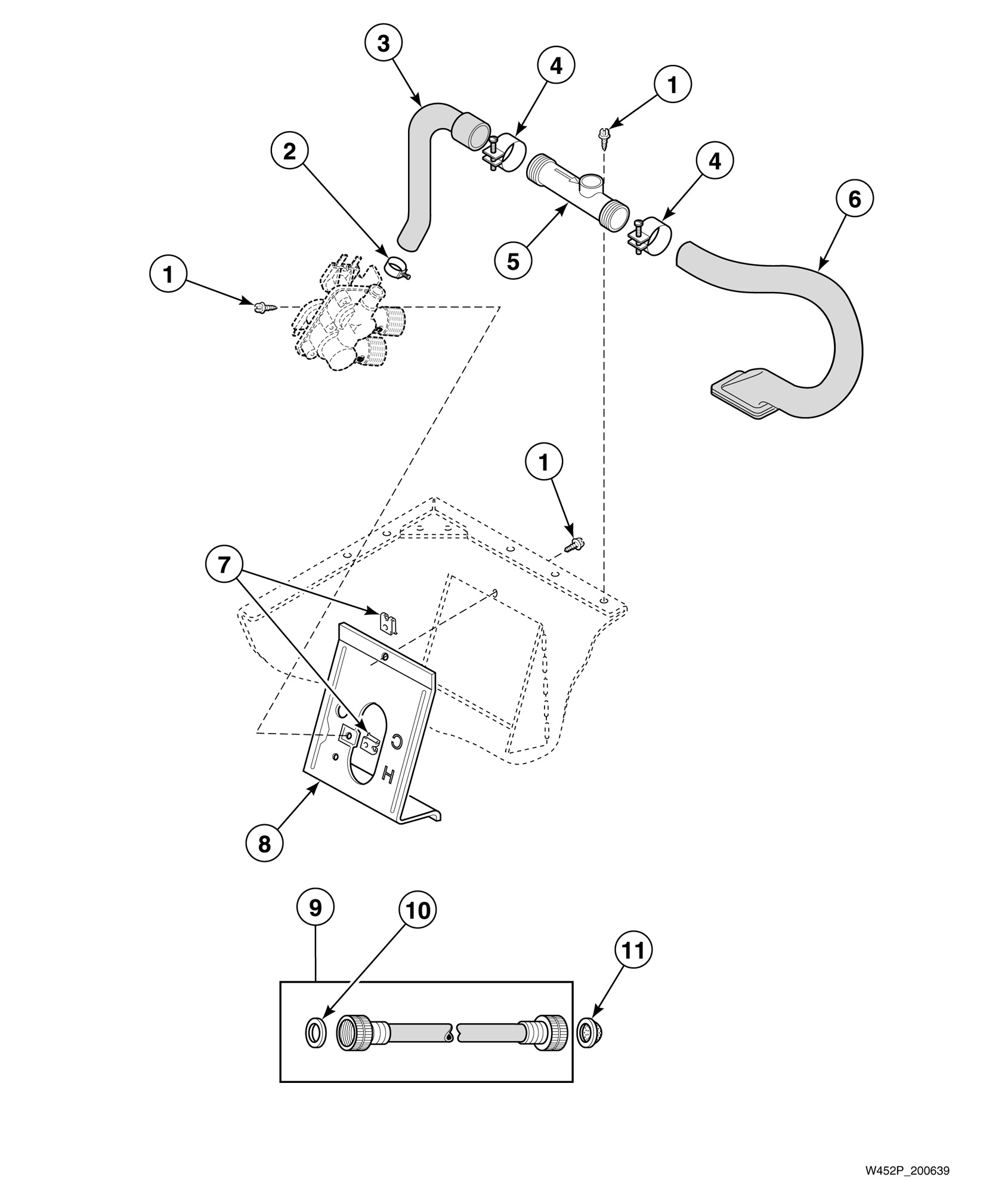 Fill Hose, Back Flow Preventer and Mixing Valve Mounting Bracket Models Through Serial No. N3605084