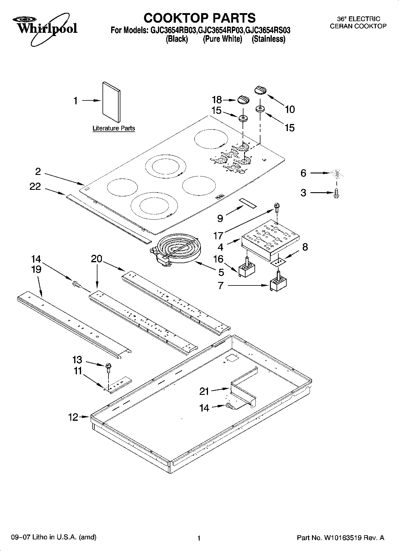 01 - COOKTOP PARTS, OPTIONAL PARTS