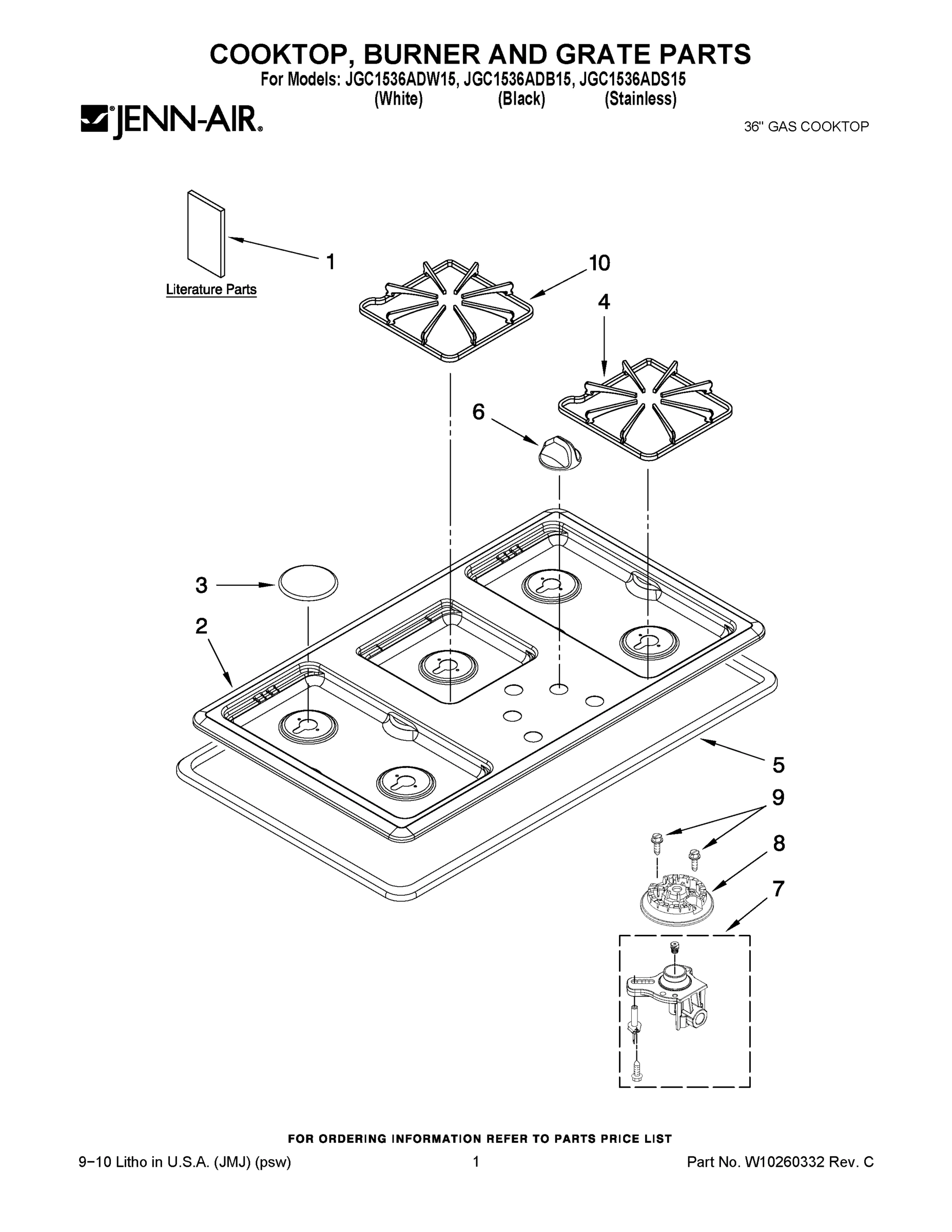 01 - COOKTOP, BURNER AND GRATE PARTS