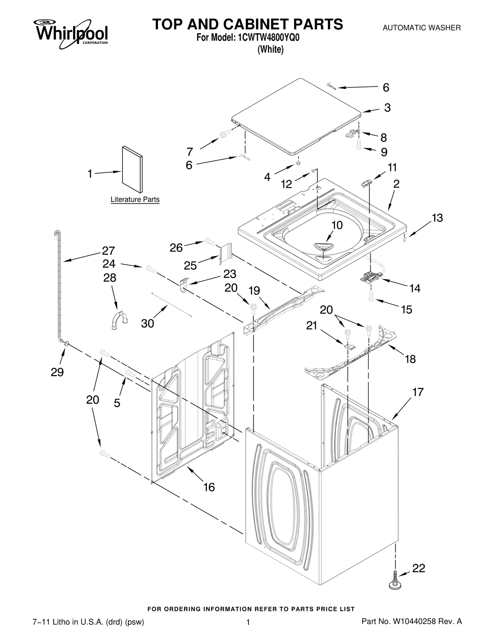 TOP AND CABINET PARTS
