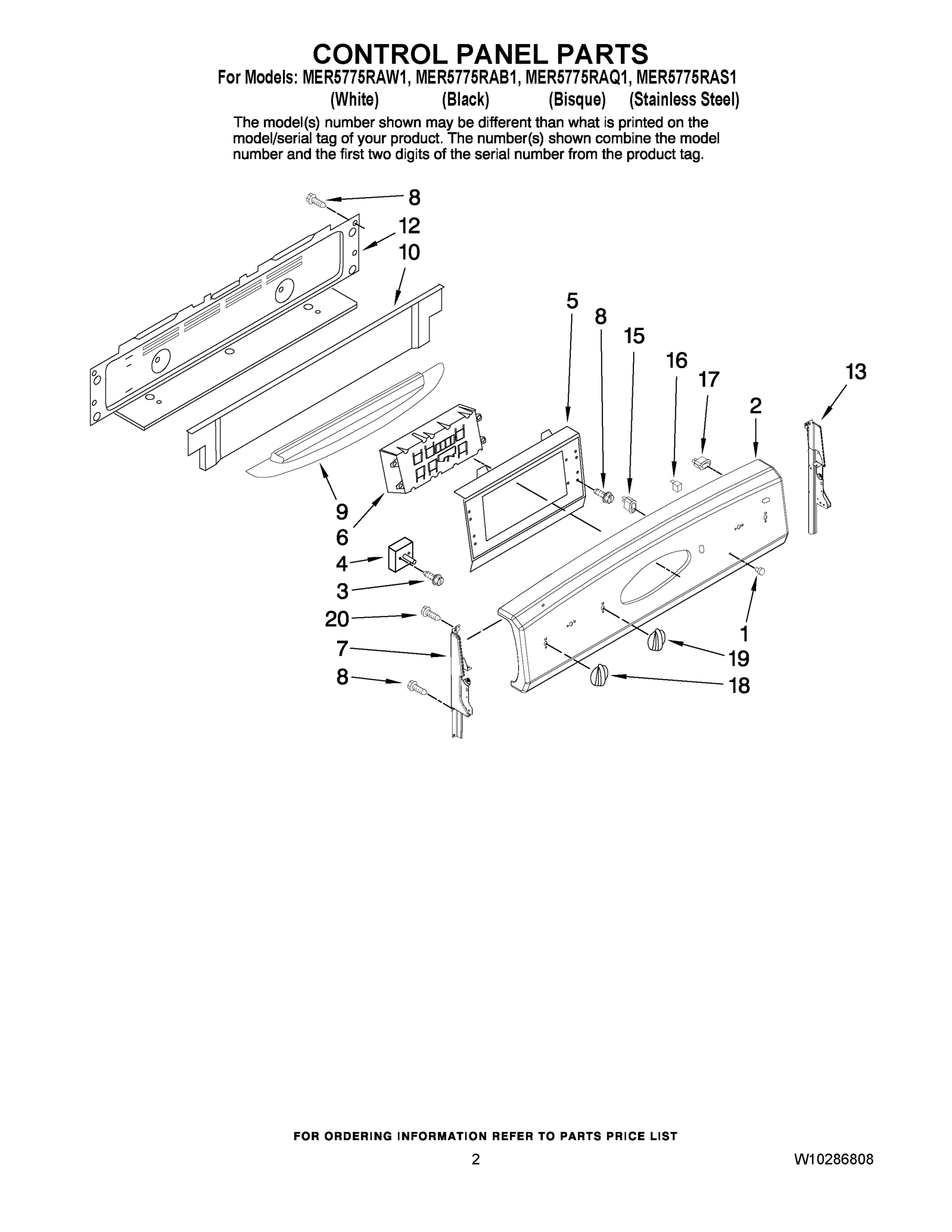 02 - CONTROL PANEL PARTS