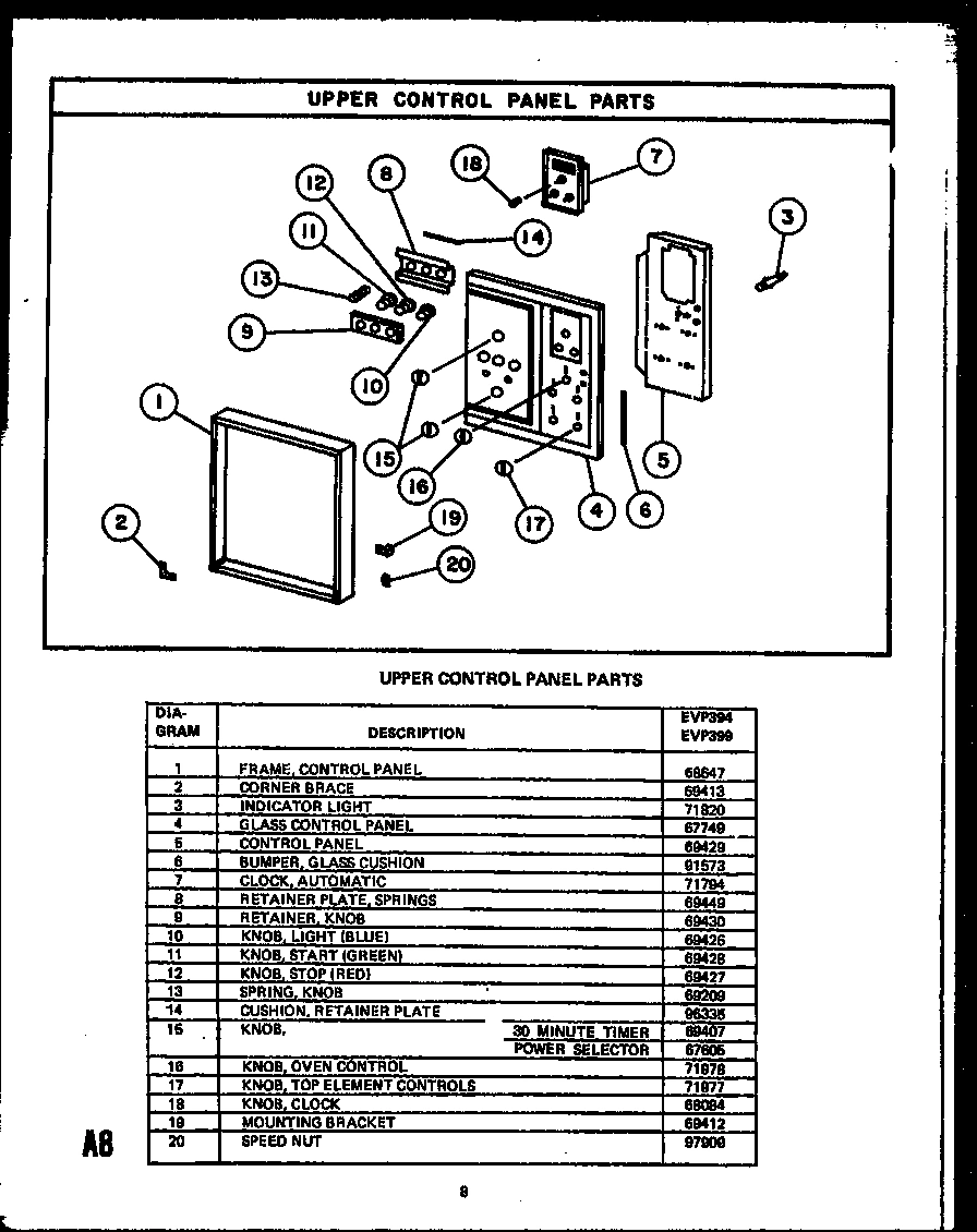 11 - UPPER CONTROL PANEL PARTS