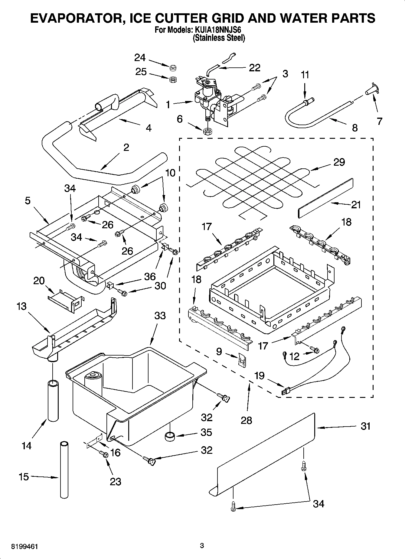 02 - EVAPORATOR ICE CUTTER GRID AND WATER PARTS