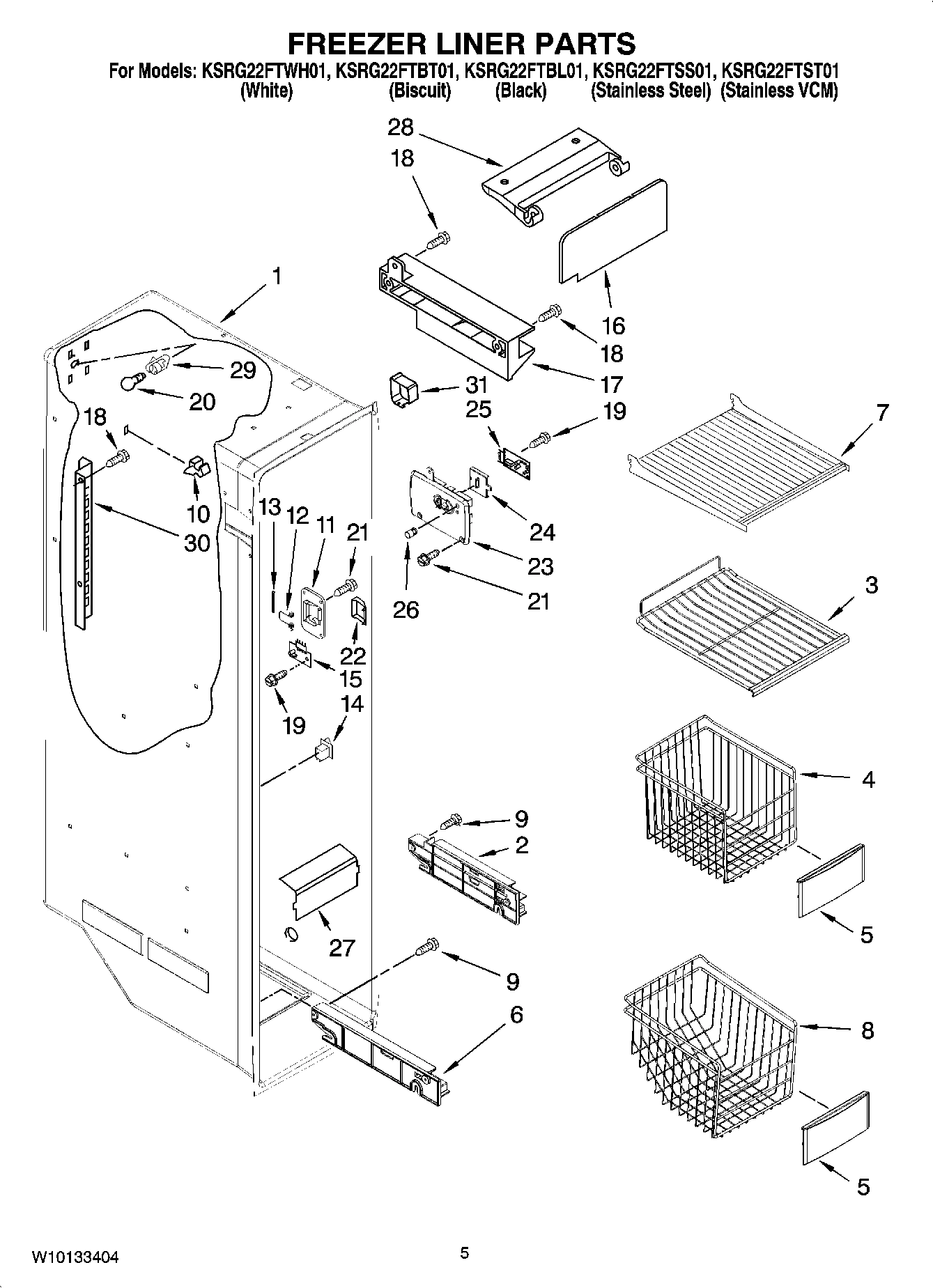 04 - FREEZER LINER PARTS