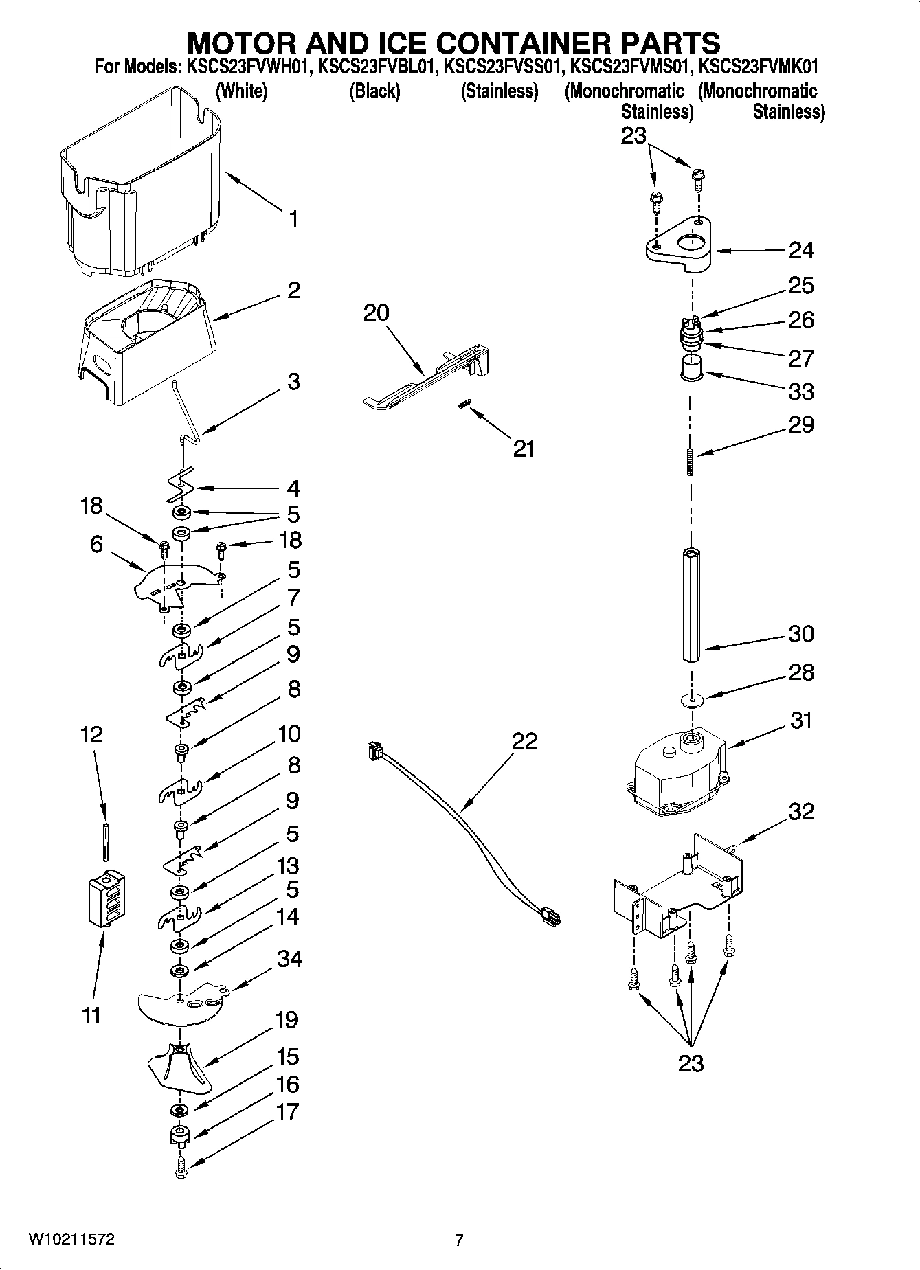 05 - MOTOR AND ICE CONTAINER PARTS