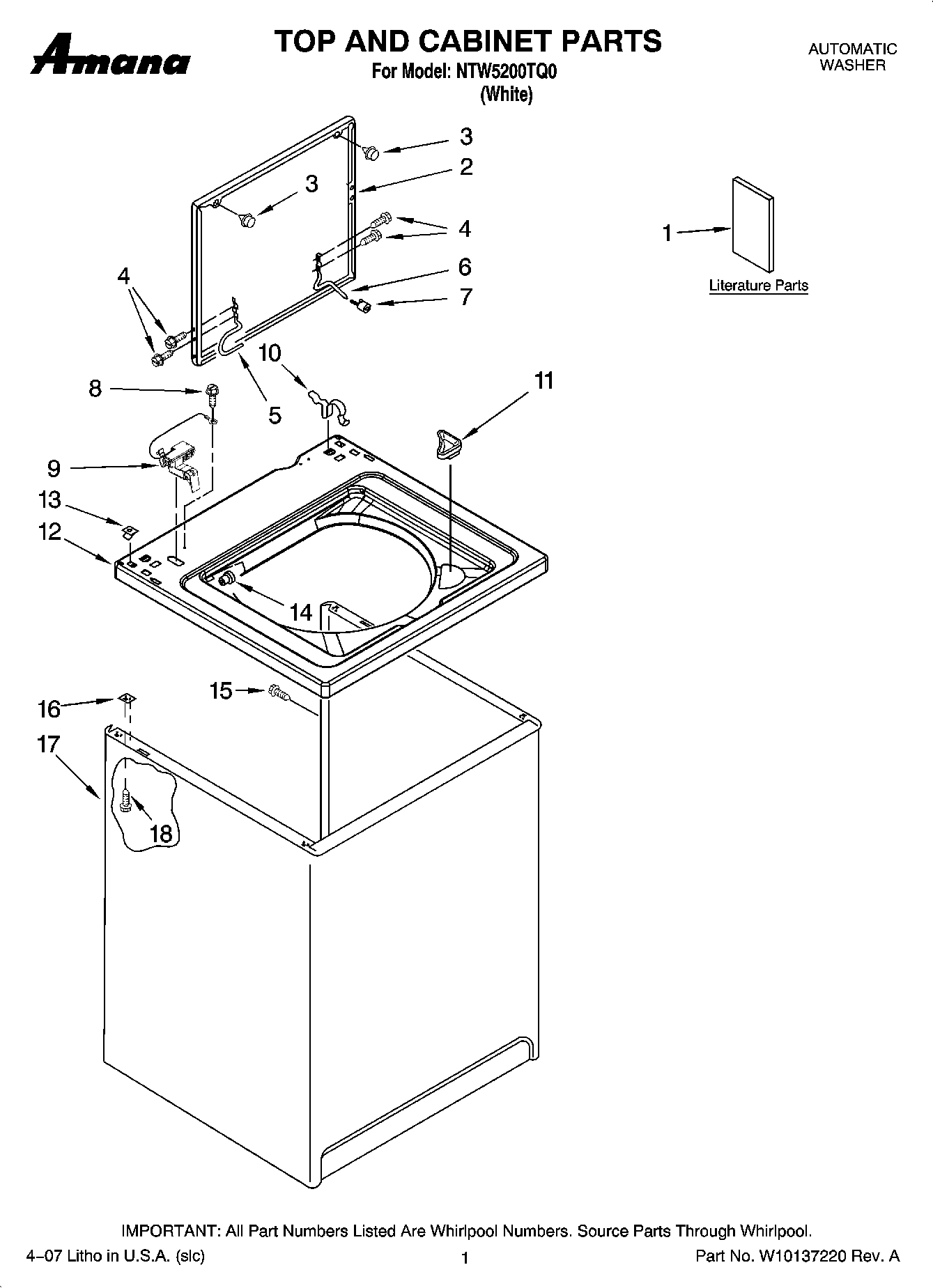 01 - TOP AND CABINET PARTS