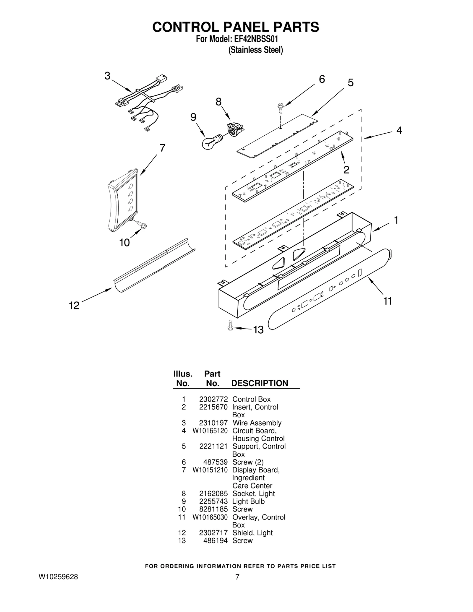CONTROL PANEL PARTS