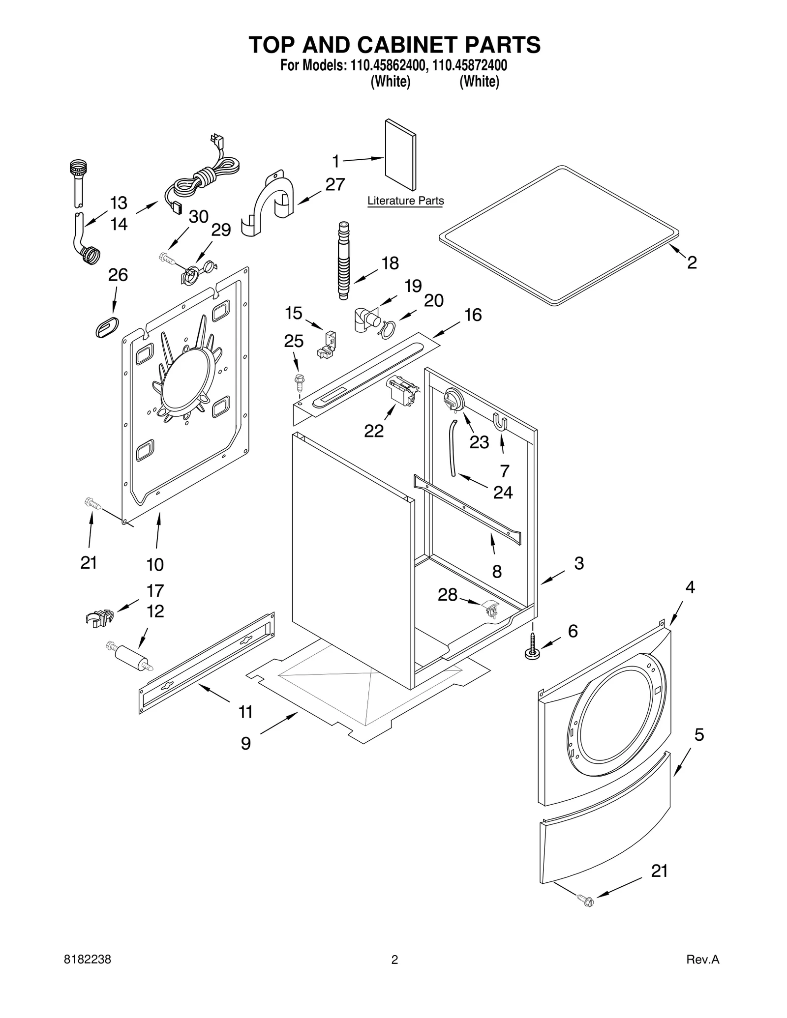 TOP AND CABINET PARTS