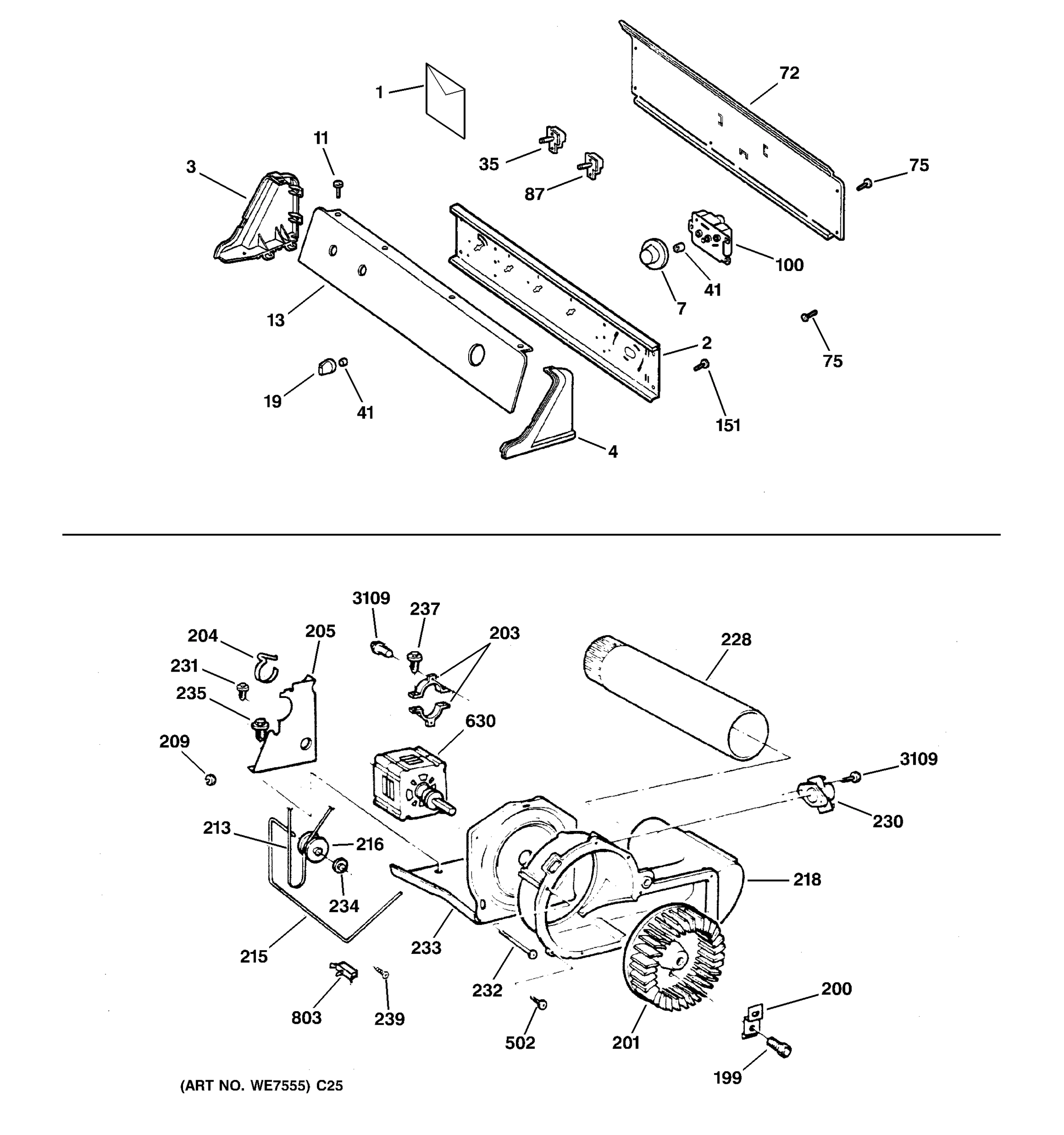 BACKSPLASH, BLOWER & MOTOR ASSEMBLY