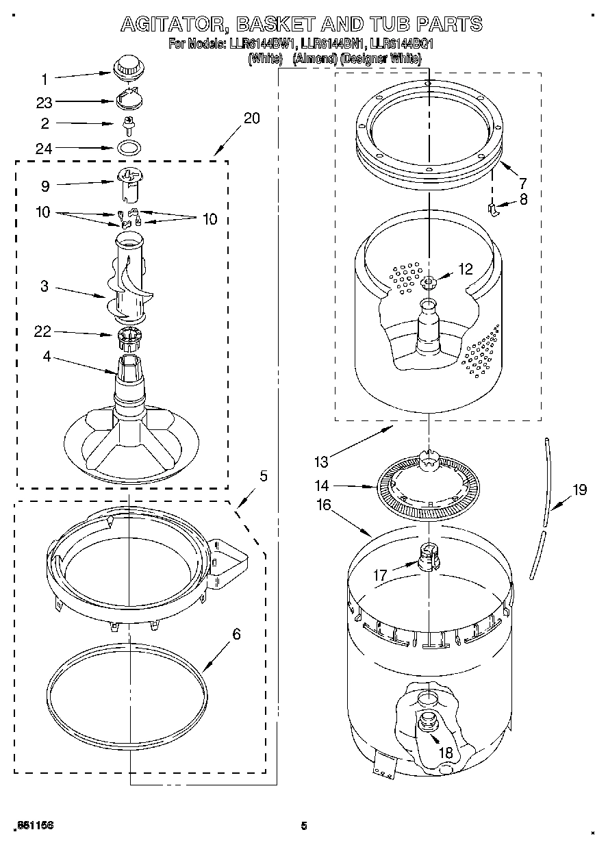 03 - AGITATOR, BASKET AND TUB