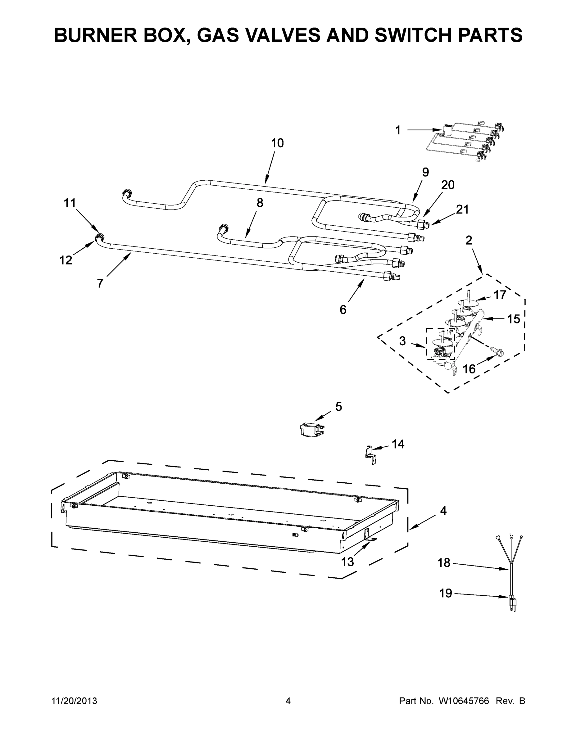 03 - BURNER BOX, GAS VALVES AND SWITCH PARTS