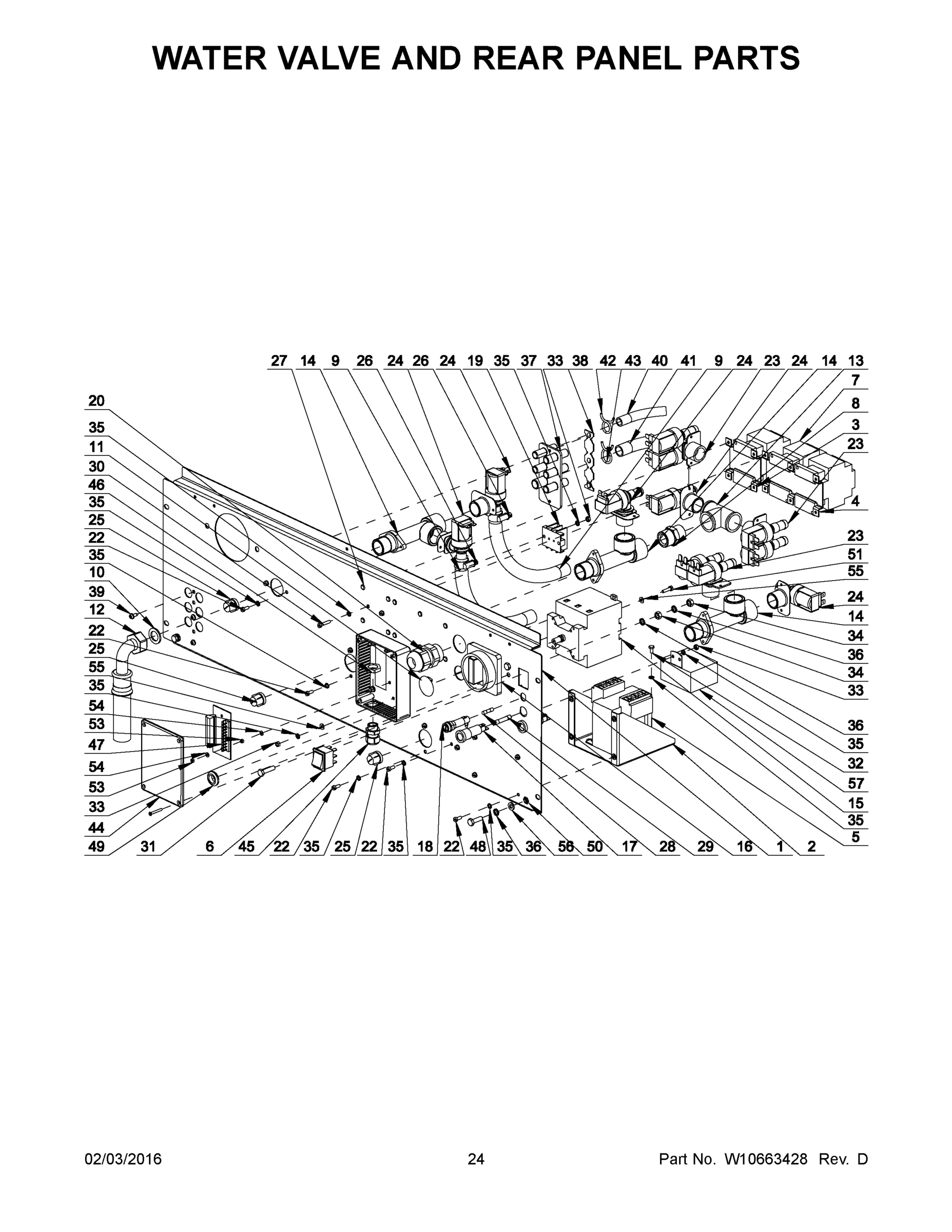 13 - WATER VALVE AND REAR PANEL PARTS
