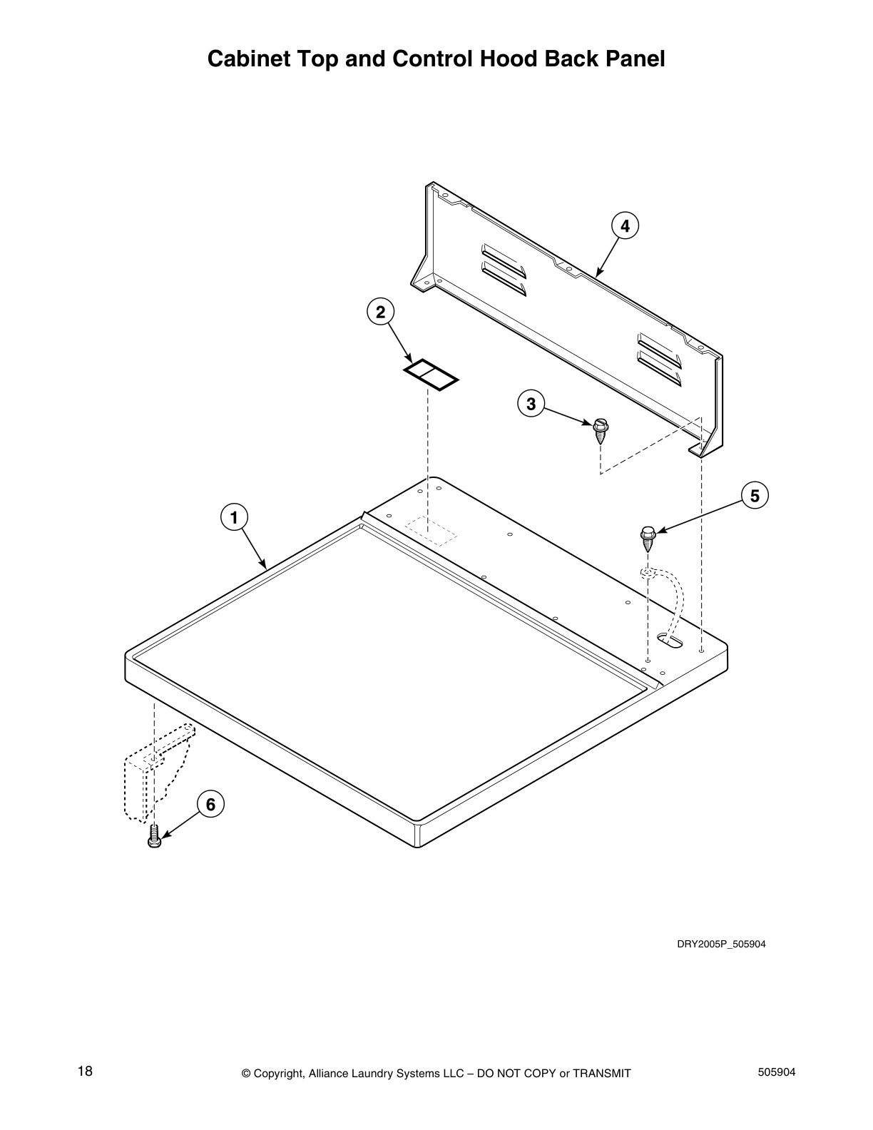 Cabinet Top and Control Hood Back Panel