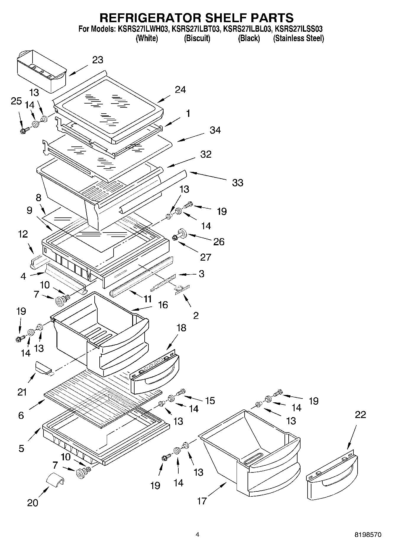 03 - REFRIGERATOR SHELF PARTS