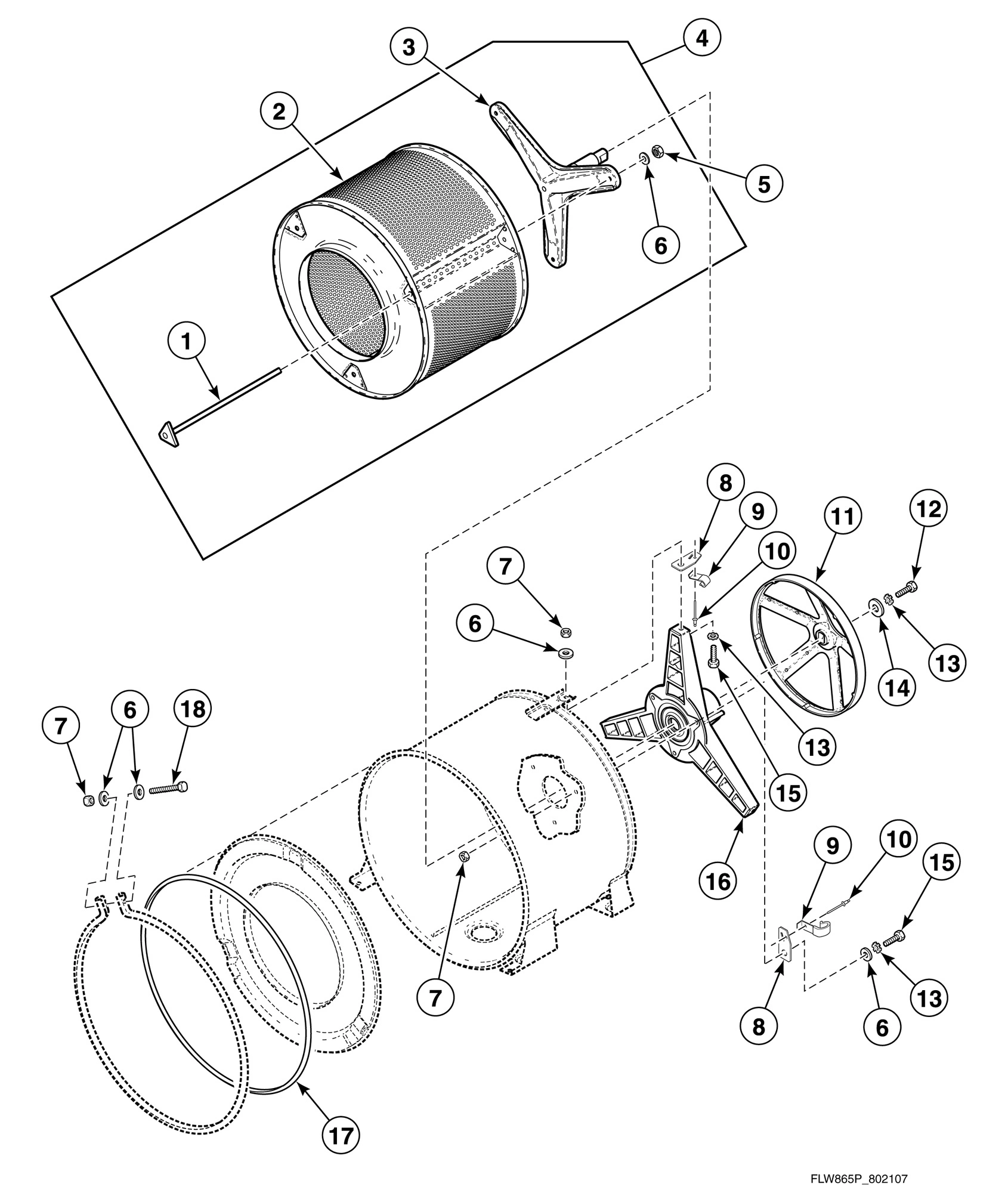 Inner Basket, Trunnion, Bearing Housing and Pulley