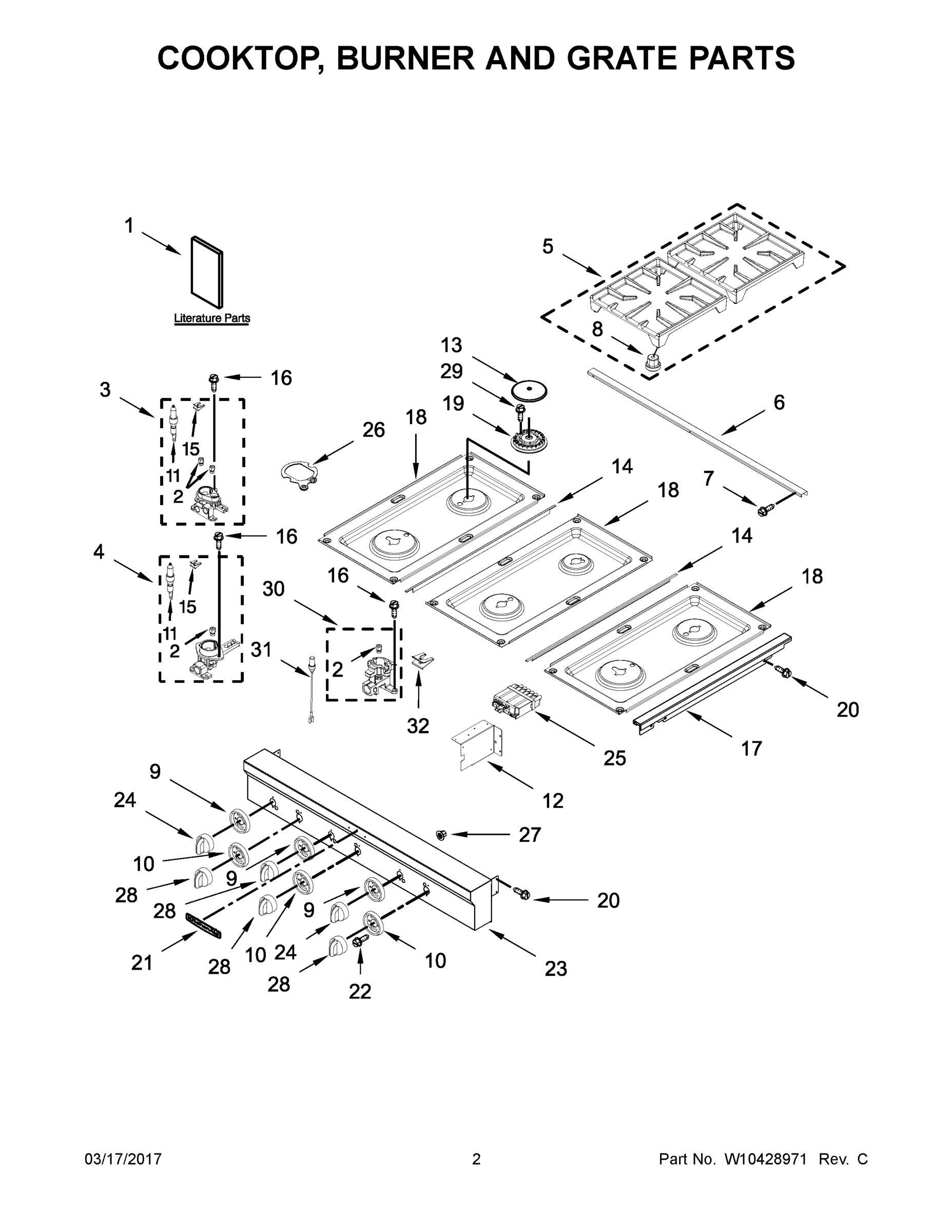 02 - COOKTOP, BURNER AND GRATE PARTS